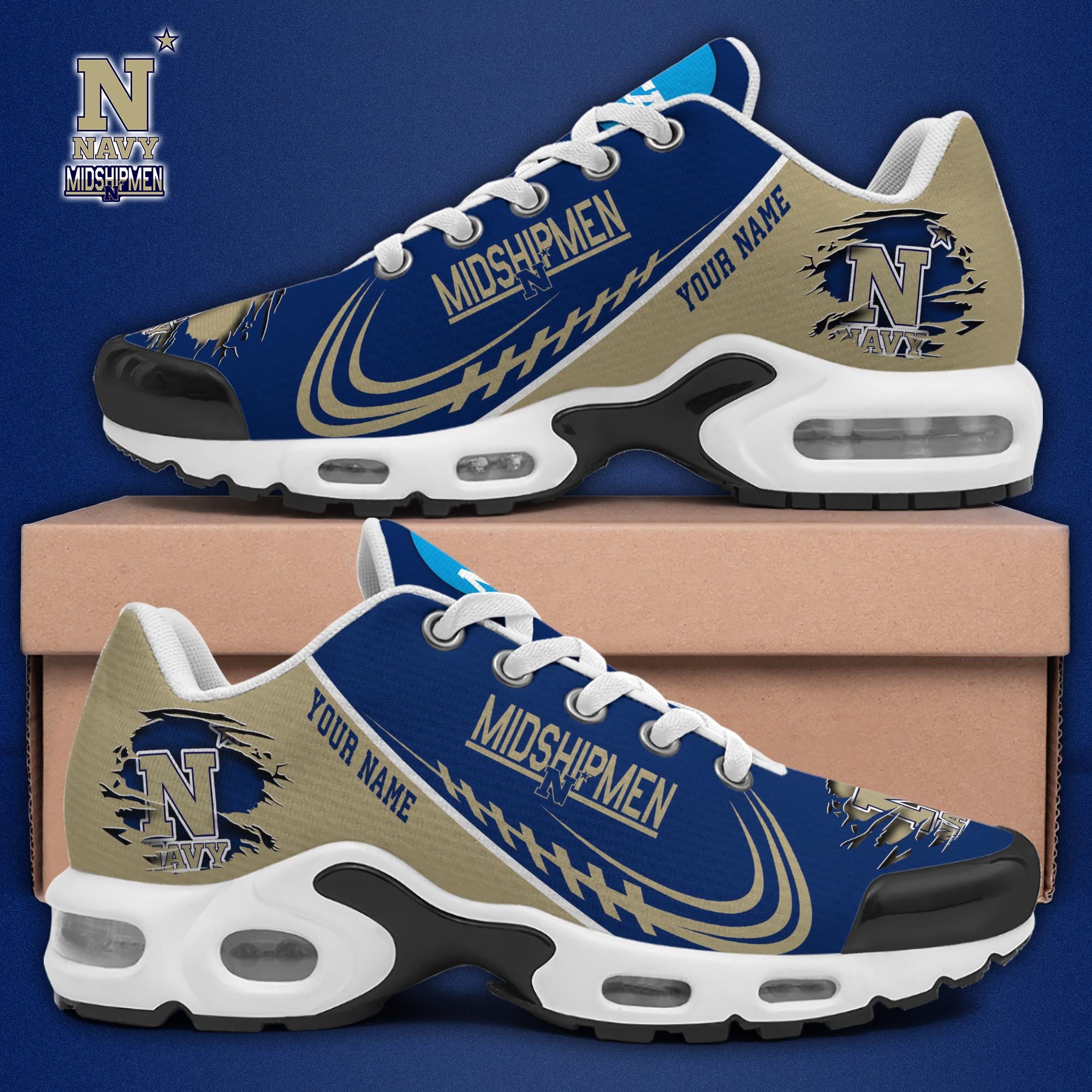 Navy Midshipmen TN Shoes 2025 Version Custom Name, Sport Shoes For Fan, Fan Gifts