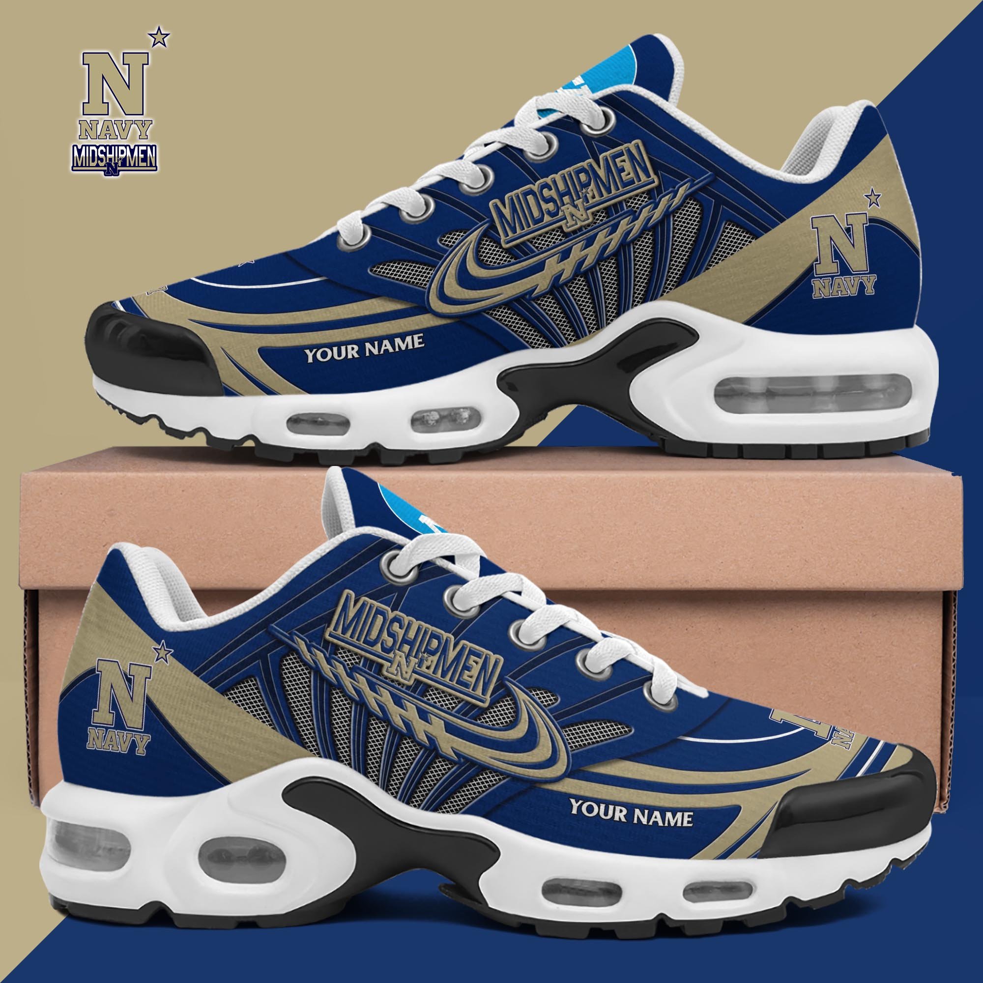 Navy Midshipmen TN Shoes 2025 Version Custom Your Name, Shoes For Sport Fans, Gift For Fans