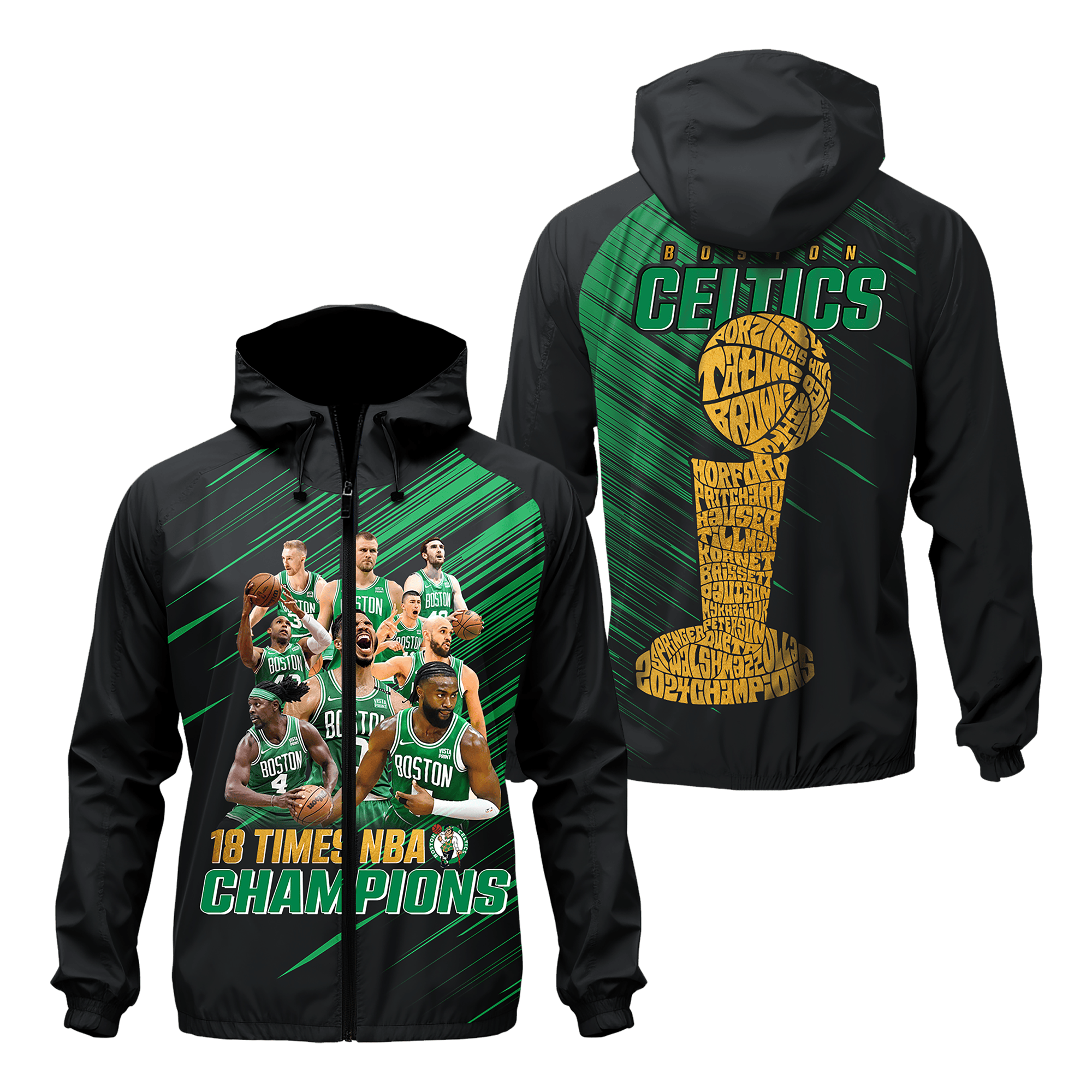 NBA Finals Conference Champions Boston Celtics Players Trophy Windbreaker Jacket