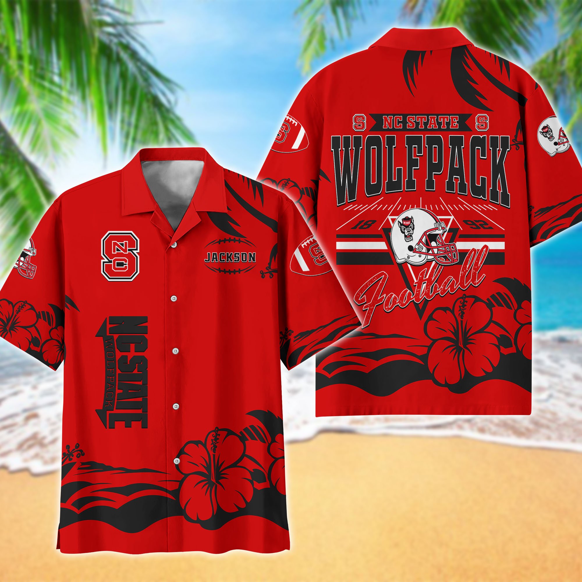 NC State Wolfpack Hawaiian Shirt Personalized Your Name, Sports Gifts For Fans, Sport Team Hawaii Shirt, Sports Lover Gifts