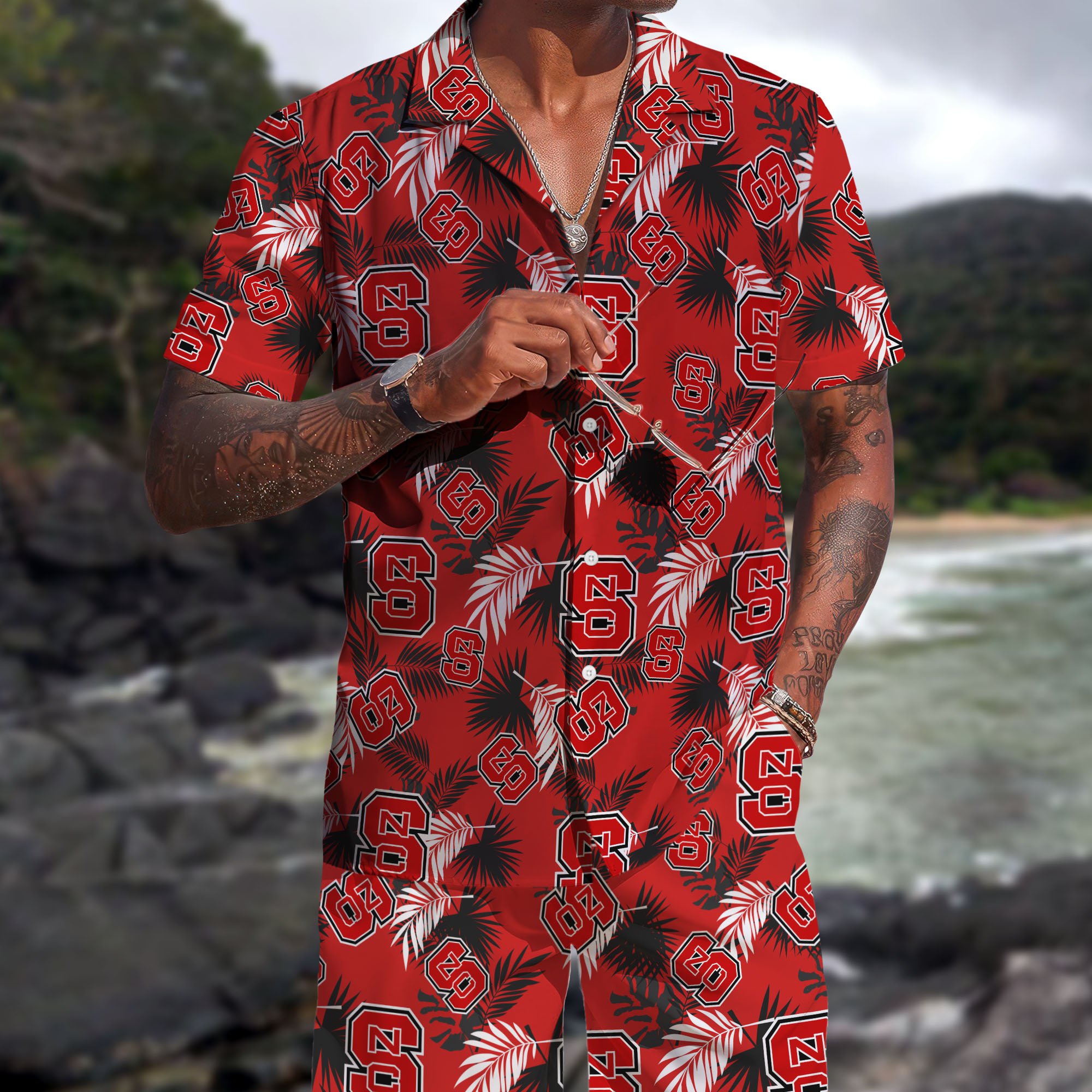 NC State Wolfpack Hawaiian Shorts Set 2025 Version, Hawaiian Shirts, Sports Shorts, Gifts For Fan