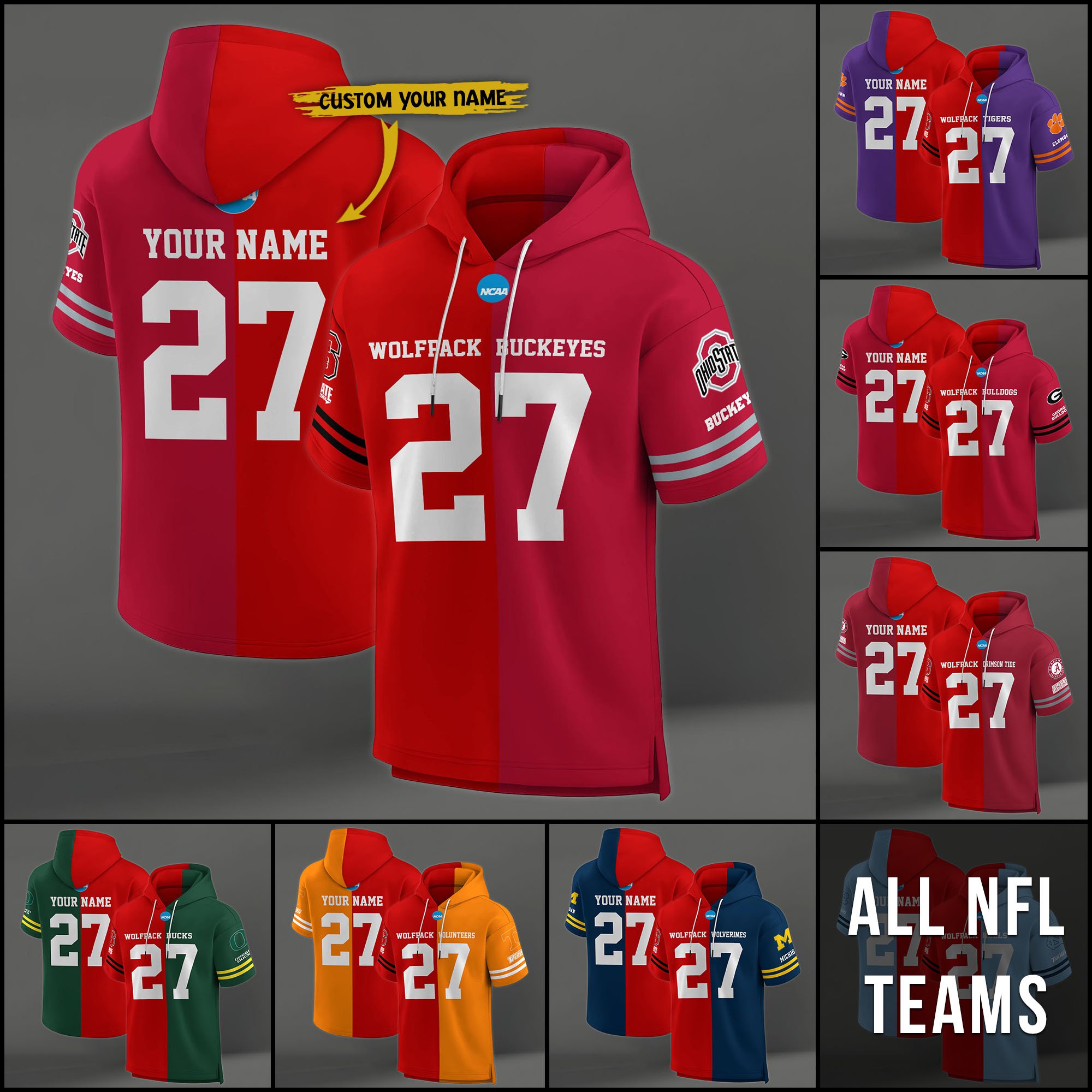 NC State Wolfpack House Divided Hoodie Custom Name, Number And Team, Hoodie For Football Fans