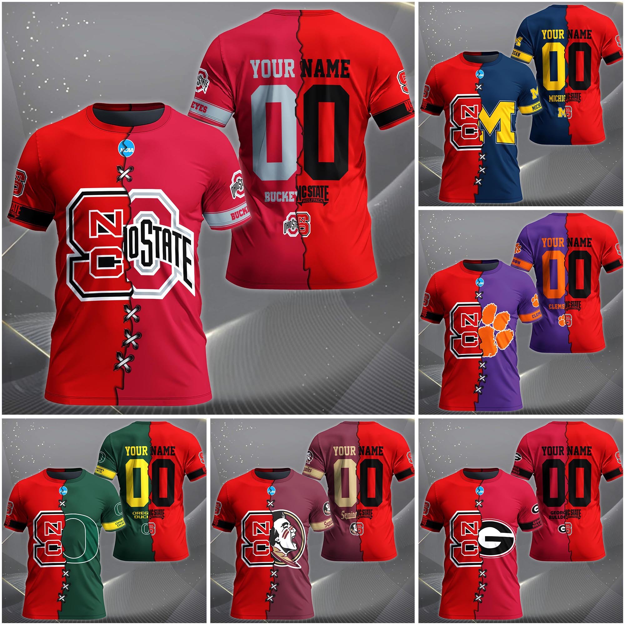 NC State Wolfpack House Divided T-Shirt Custom Name 2025 Version, Year And Team, Sport Shirts For Fan