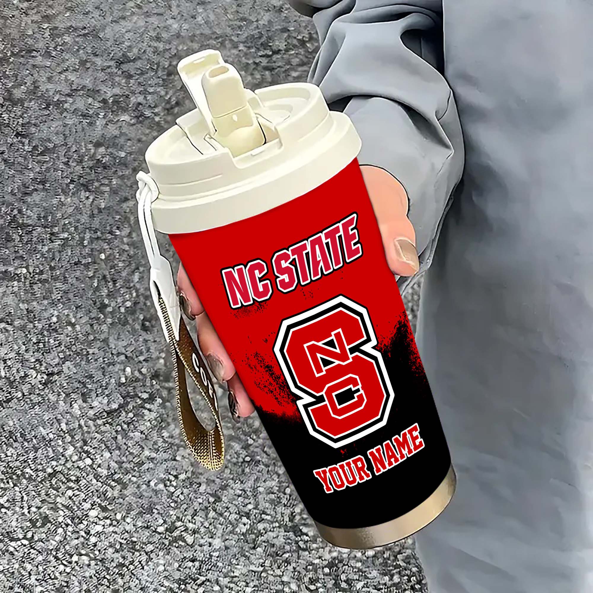 NC State Wolfpack Insulated Coffee Mug With Straw And Lid, Portable Coffee Travel Mug For Car, Fan Gifts
