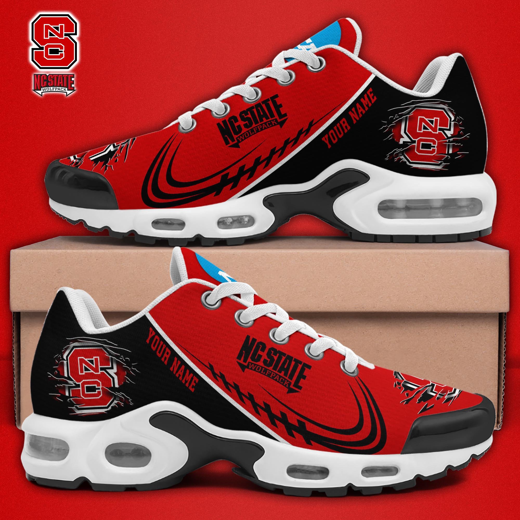 NC State Wolfpack TN Shoes 2025 Version Custom Name, Sport Shoes For Fan, Fan Gifts