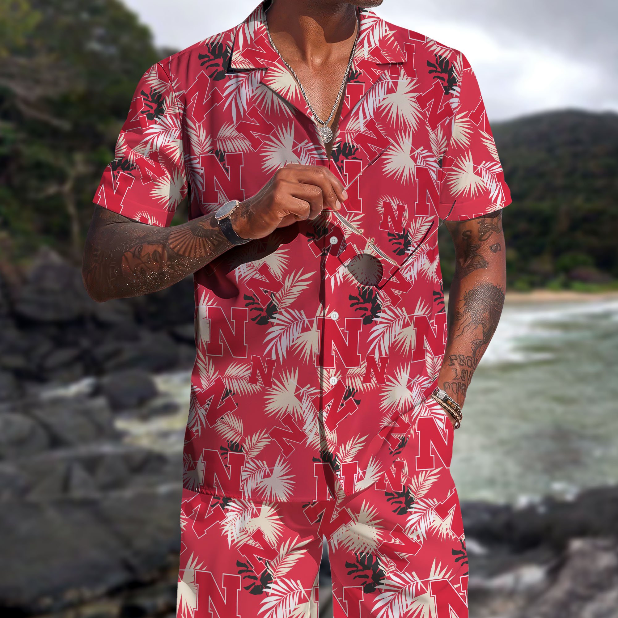 Nebraska Cornhuskers Hawaiian Shorts Set 2025 Version, Hawaiian Shirts, Sports Shorts, Gifts For Fan
