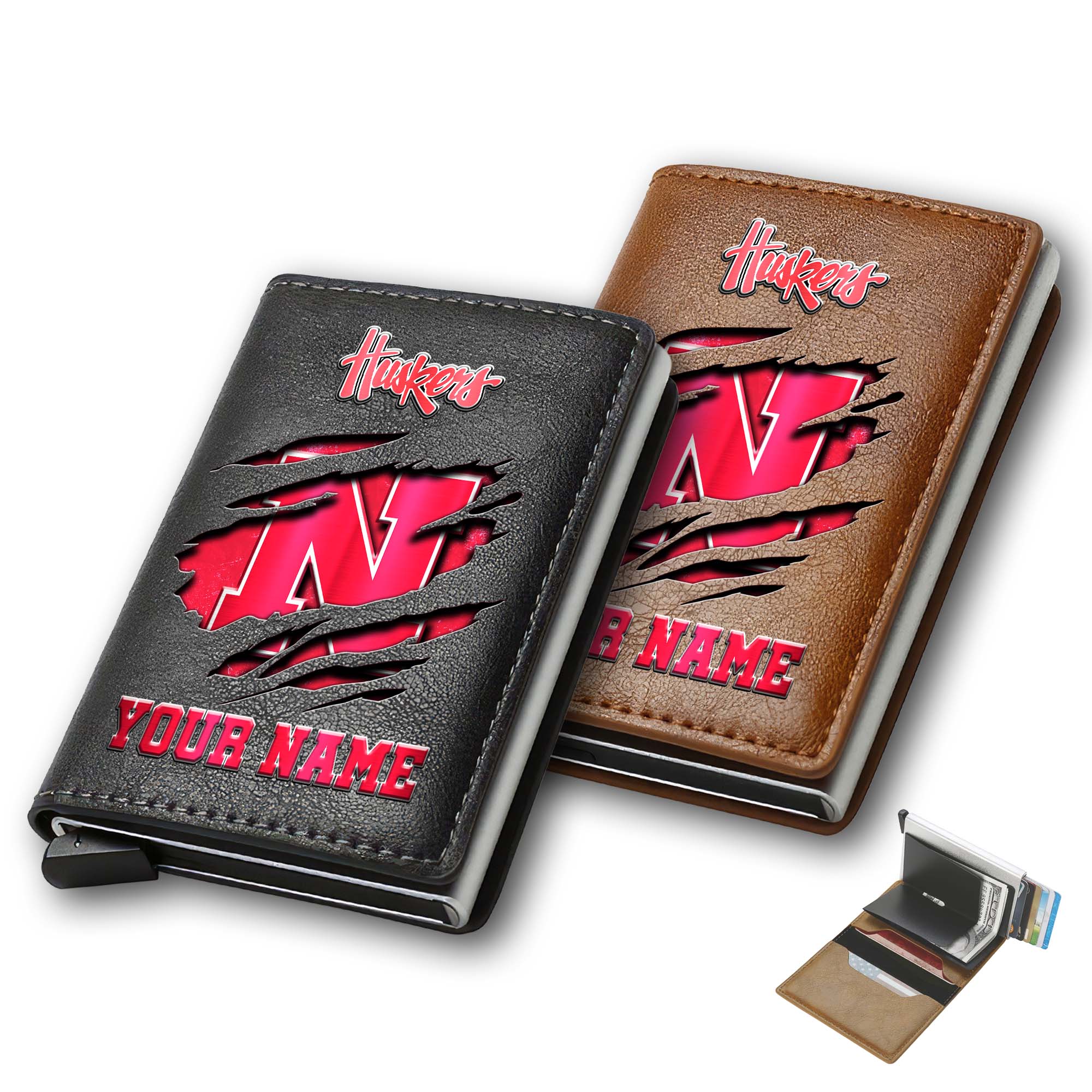 Nebraska Cornhuskers Men Wallet Custom Your Name, Football Team Men Wallet For Fans, Gifts For Football Lovers