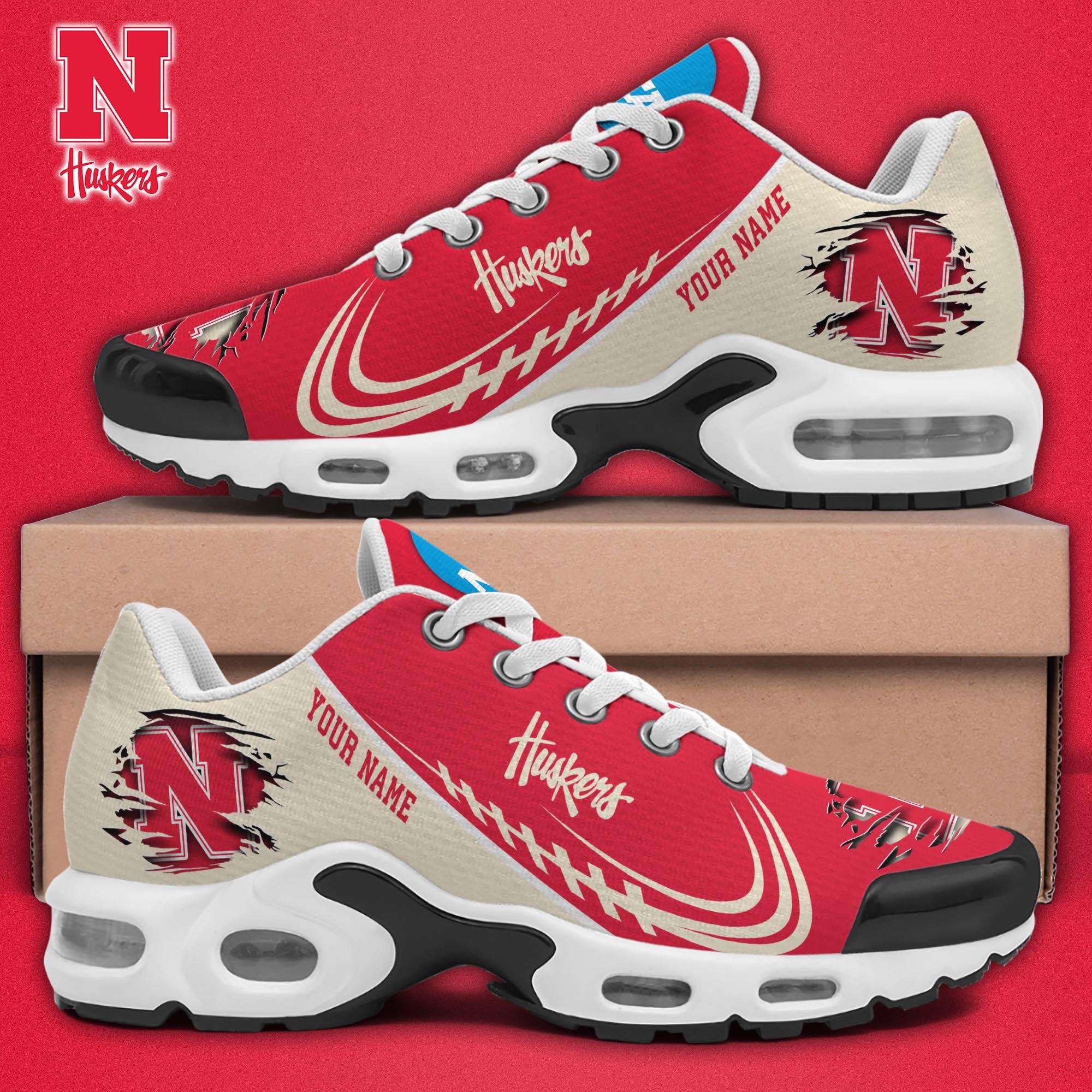 Nebraska Cornhuskers TN Shoes 2025 Version Custom Name, Sport Shoes For Fan, Fan Gifts