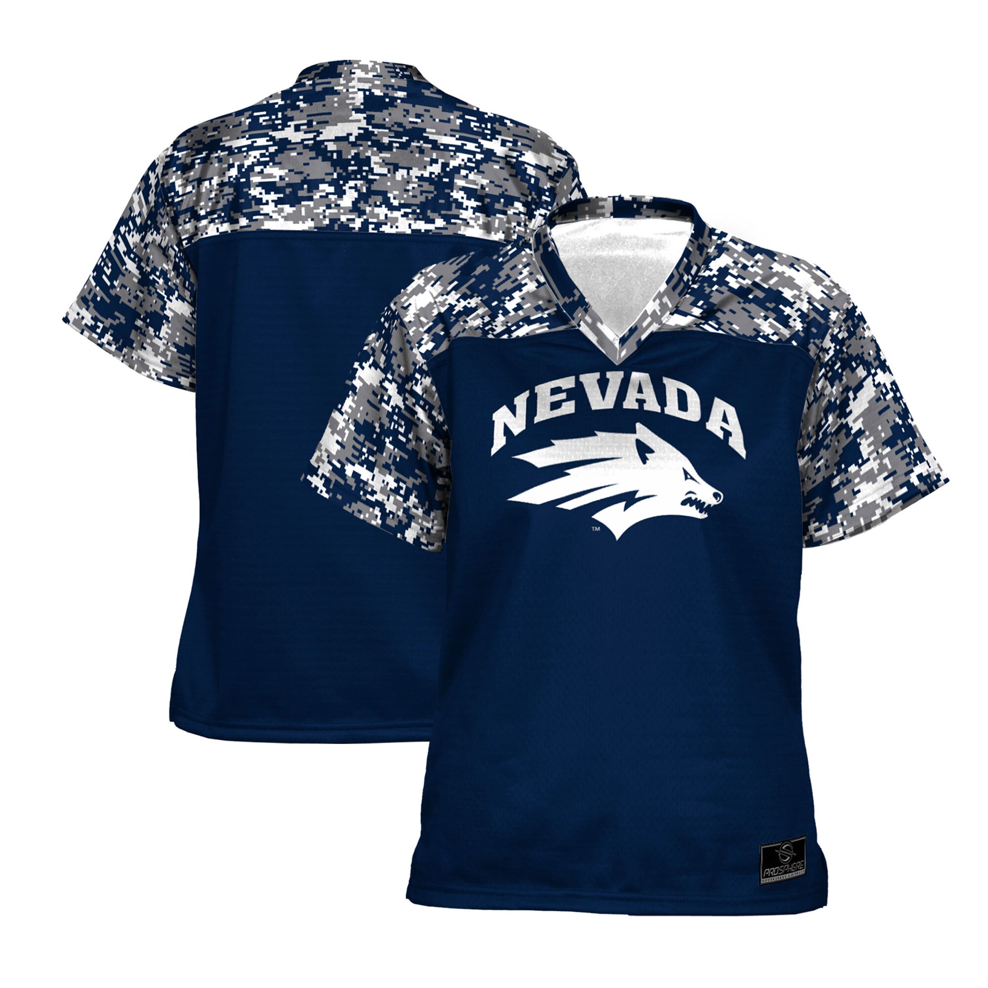 Nevada Wolf Pack Prosphere Womens Camo Football Jersey - Blue