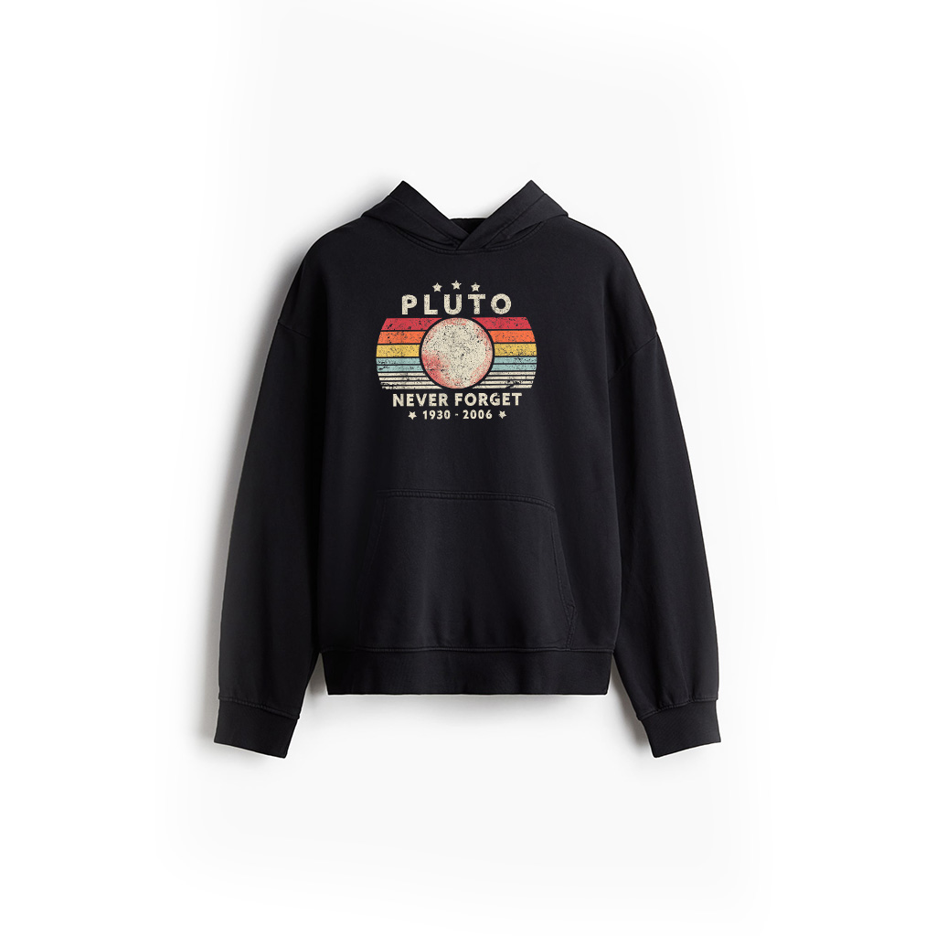 Never Forget Pluto Shirt Retro Style Funny Space Science Hoodie