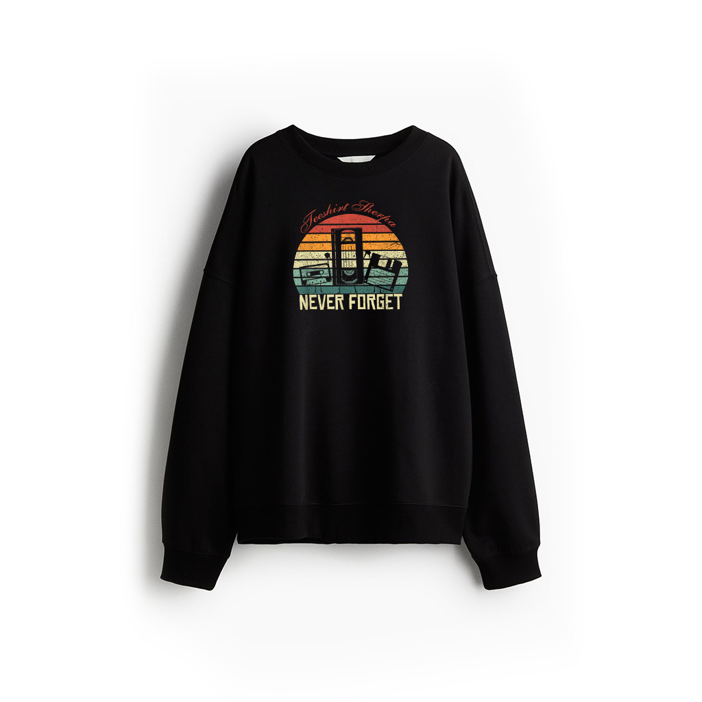 Never Forget Vintage Cassette Floppy Disk VHS Tape Retro Sweatshirt