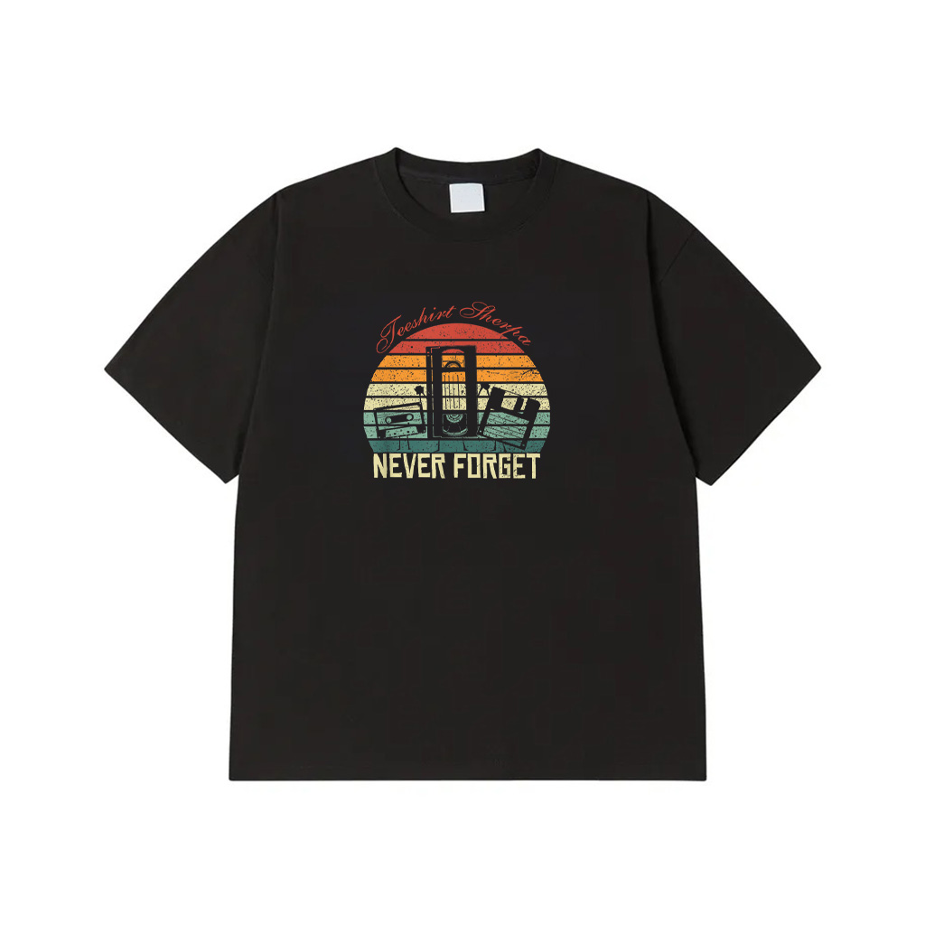Never Forget Vintage Cassette Floppy Disk VHS Tape Retro T-Shirt