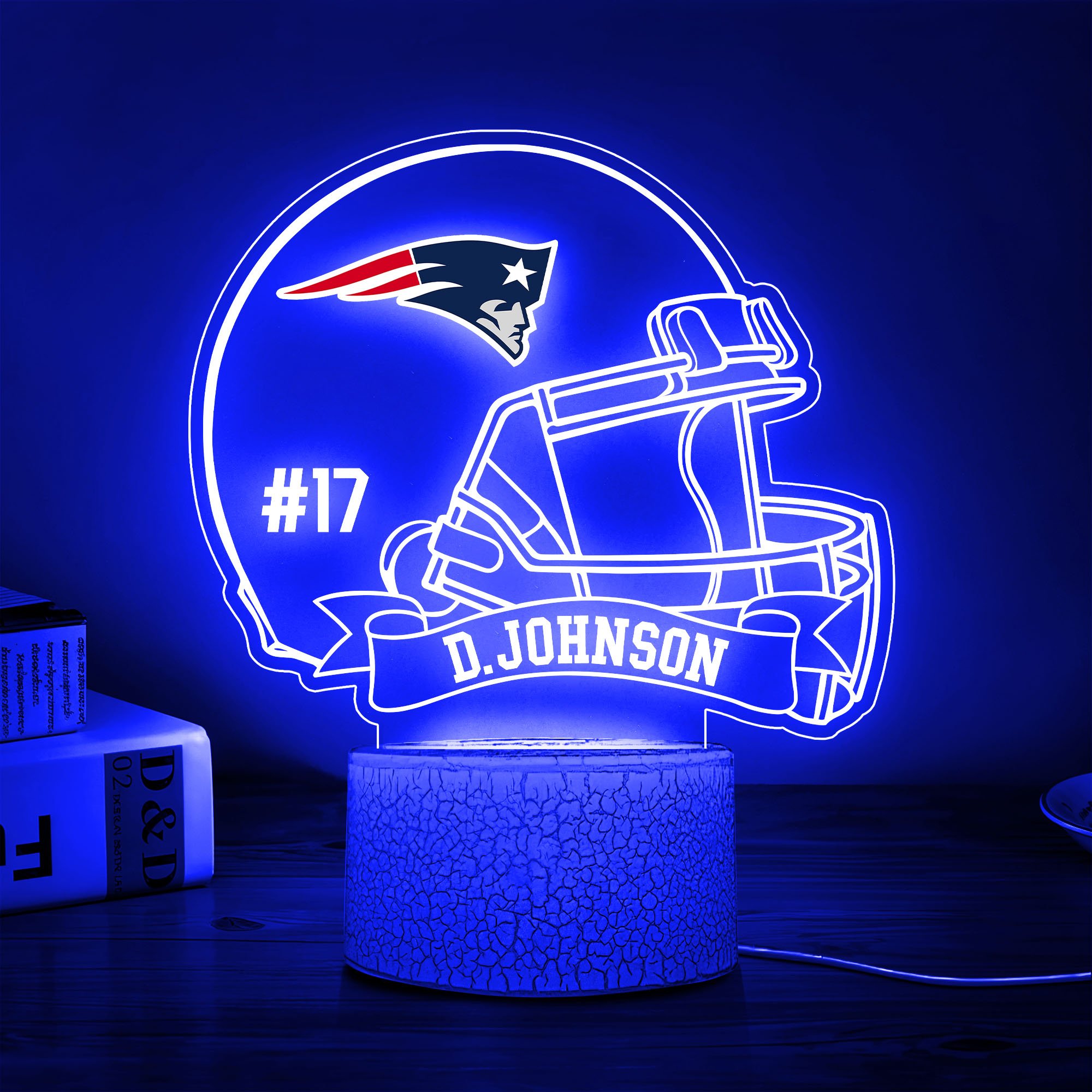 New England Patriots 3D Led Lamp Custom Name And Number, Sport Lamp, Home Decor 