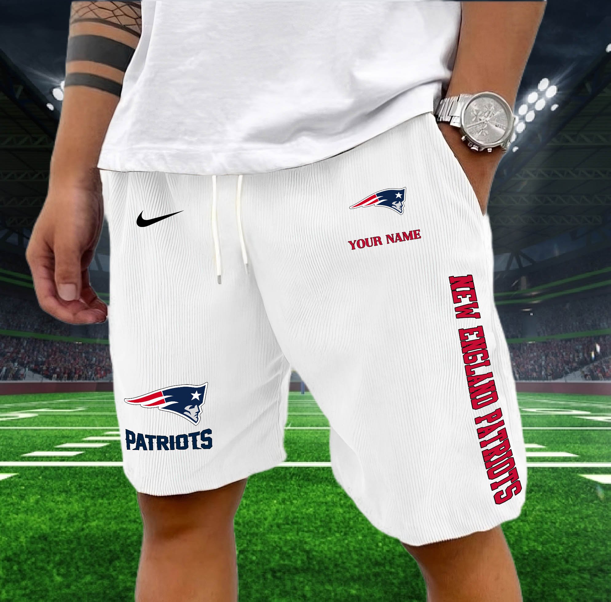 New England Patriots Corduroy Shorts Custom You Name, Sport Corduroy Shorts, Gifts For Fan