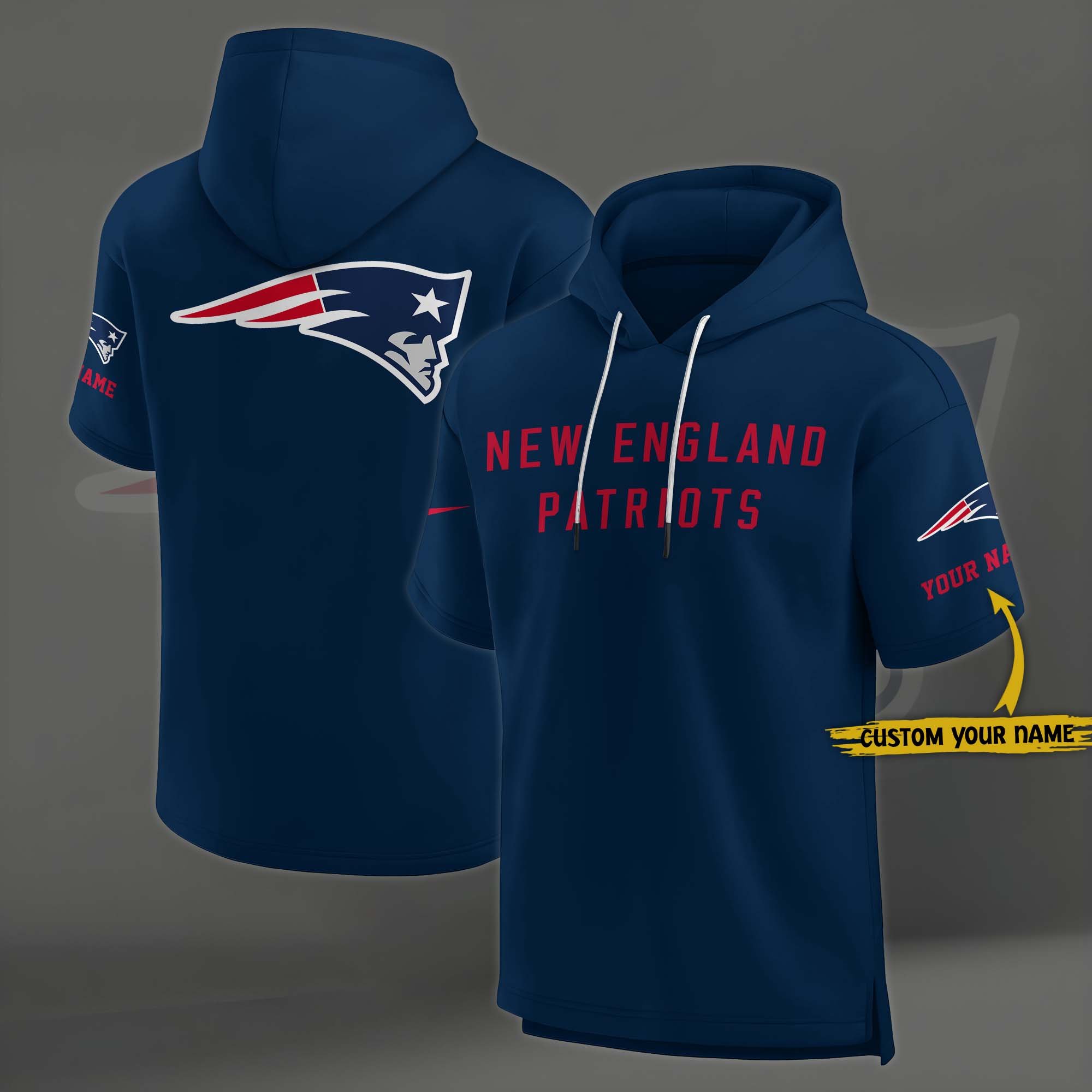 New England Patriots Elements Future Ground Lettering Short Sleeve Pullover Hoodie Custom Name, Gifts For Football Lovers EHIVM 03121220