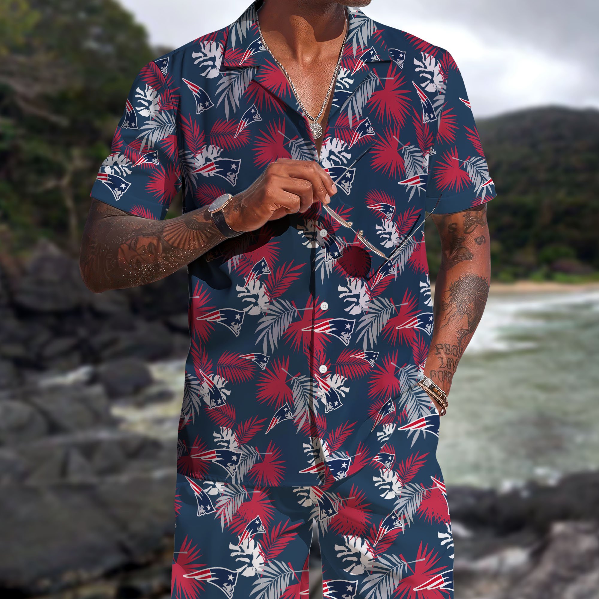 New England Patriots Hawaiian Shorts Set 2025 Version, Hawaiian Shirts, Sports Shorts, Gifts For Fan