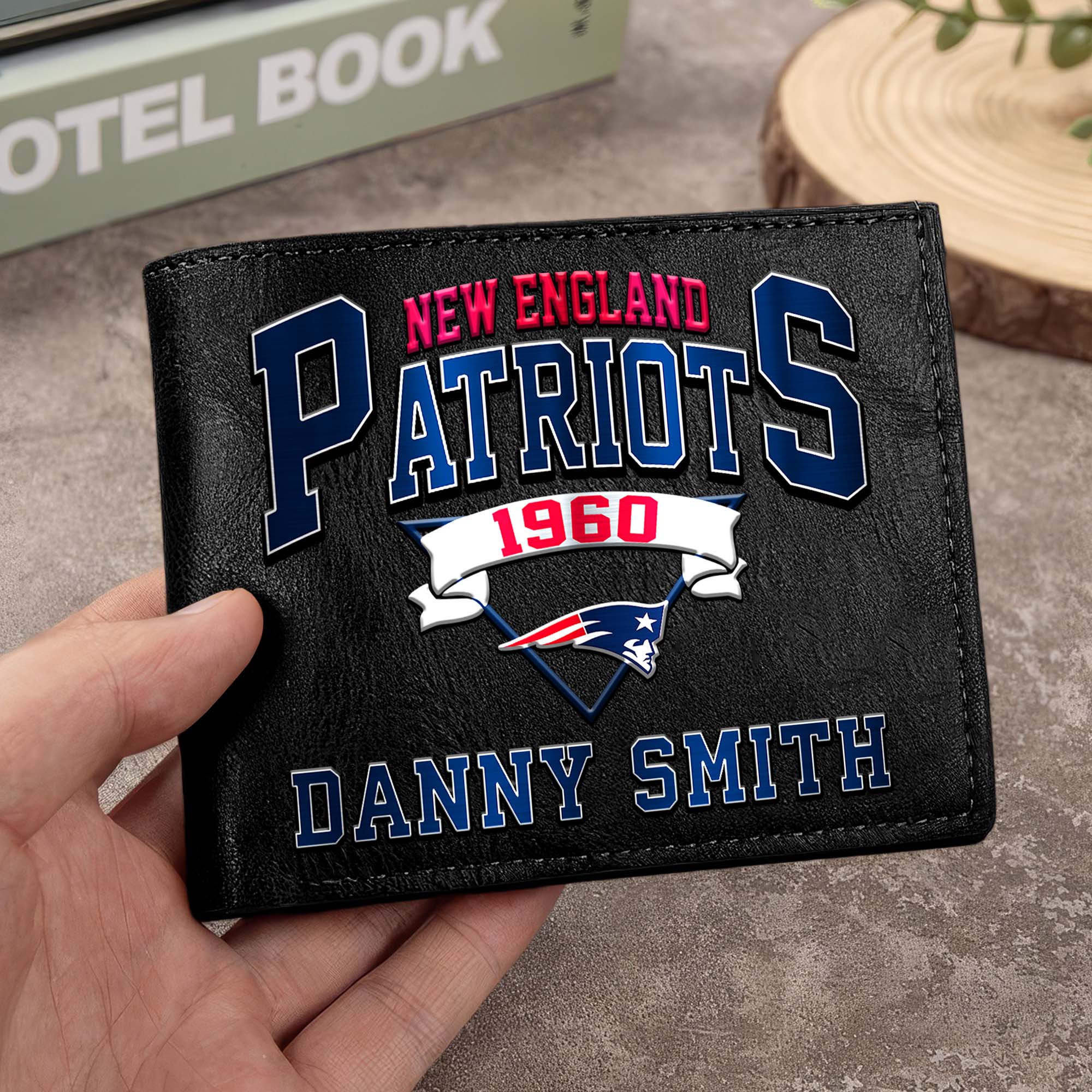 New England Patriots Men Wallet Custom Your Name, Football Team Men Wallet For Fans, Gifts For Football Lovers