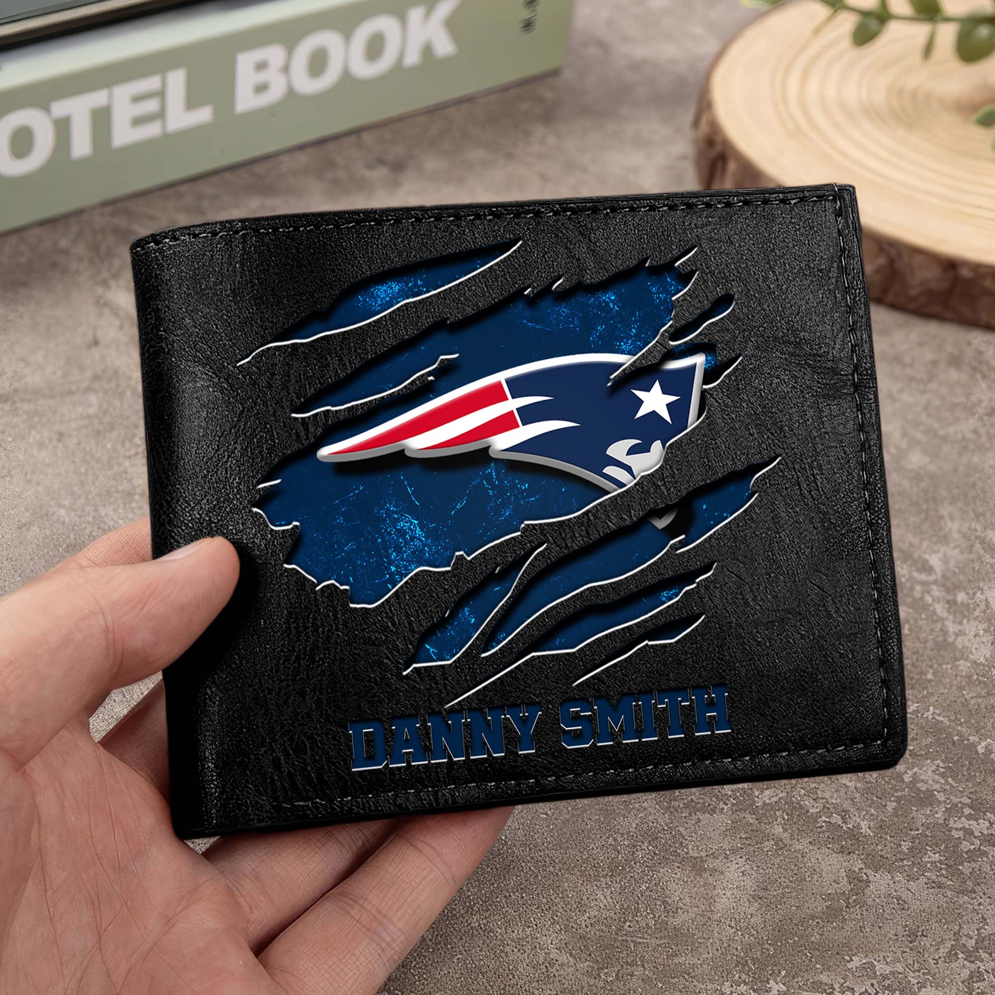 New England Patriots Men Wallet Custom Your Name, Football Team Men Wallet For Fans, Gifts For Football Lovers