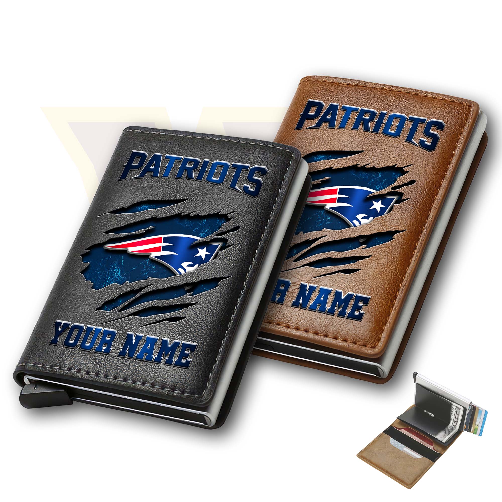 New England Patriots Men Wallet Custom Your Name, Football Team Men Wallet For Fans, Gifts For Football Lovers