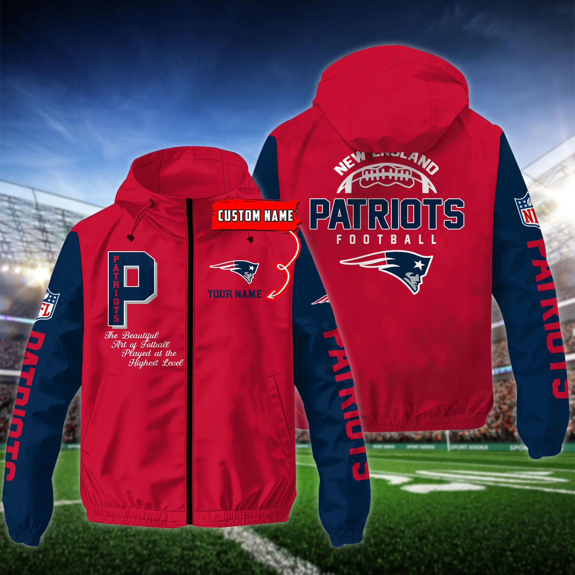 New England Patriots NFL Personalized Style Windbreaker Jacket For Fans