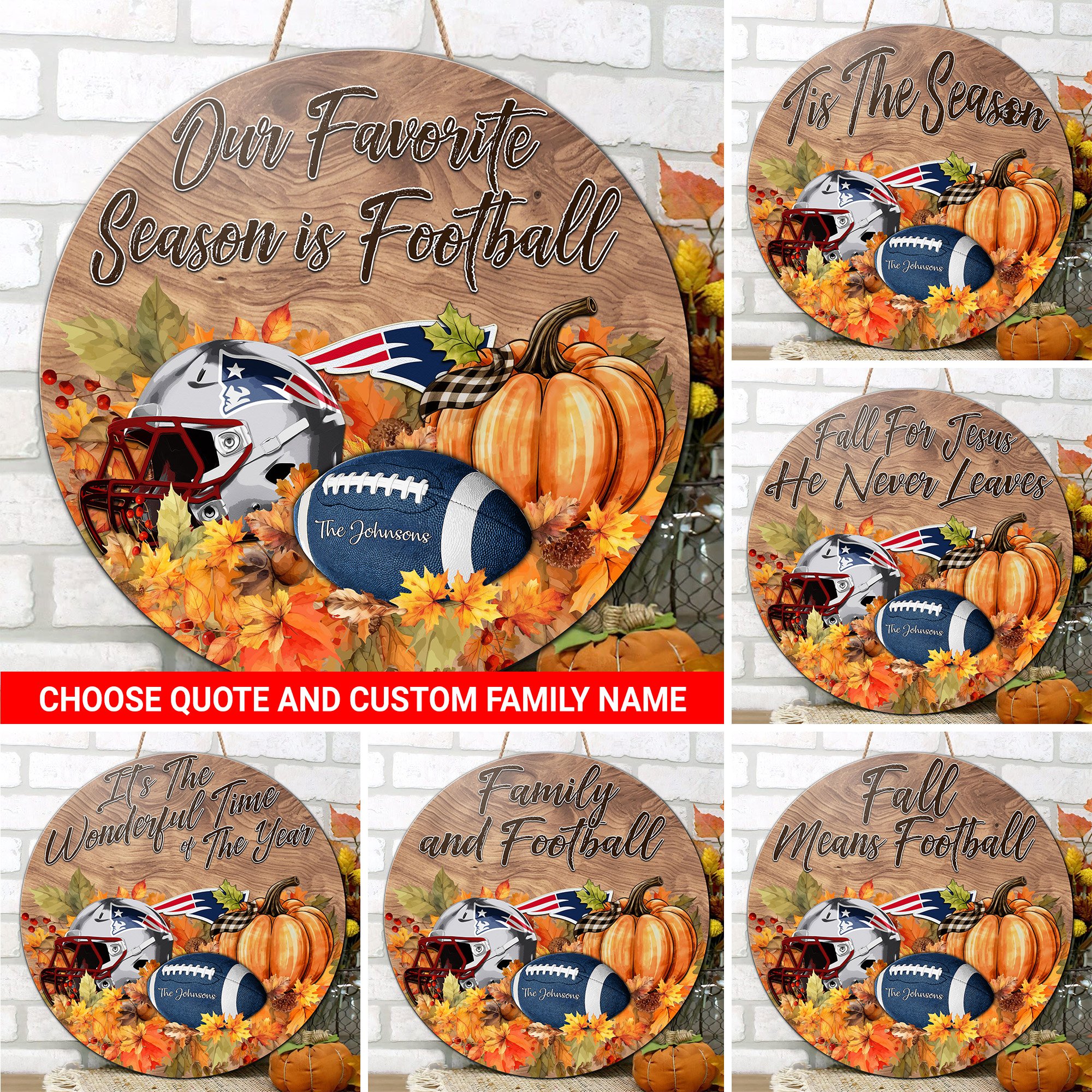 New England Patriots Shape Wooden Sign Custom Your Family Name And Choose Your Quotes, Sport Sign