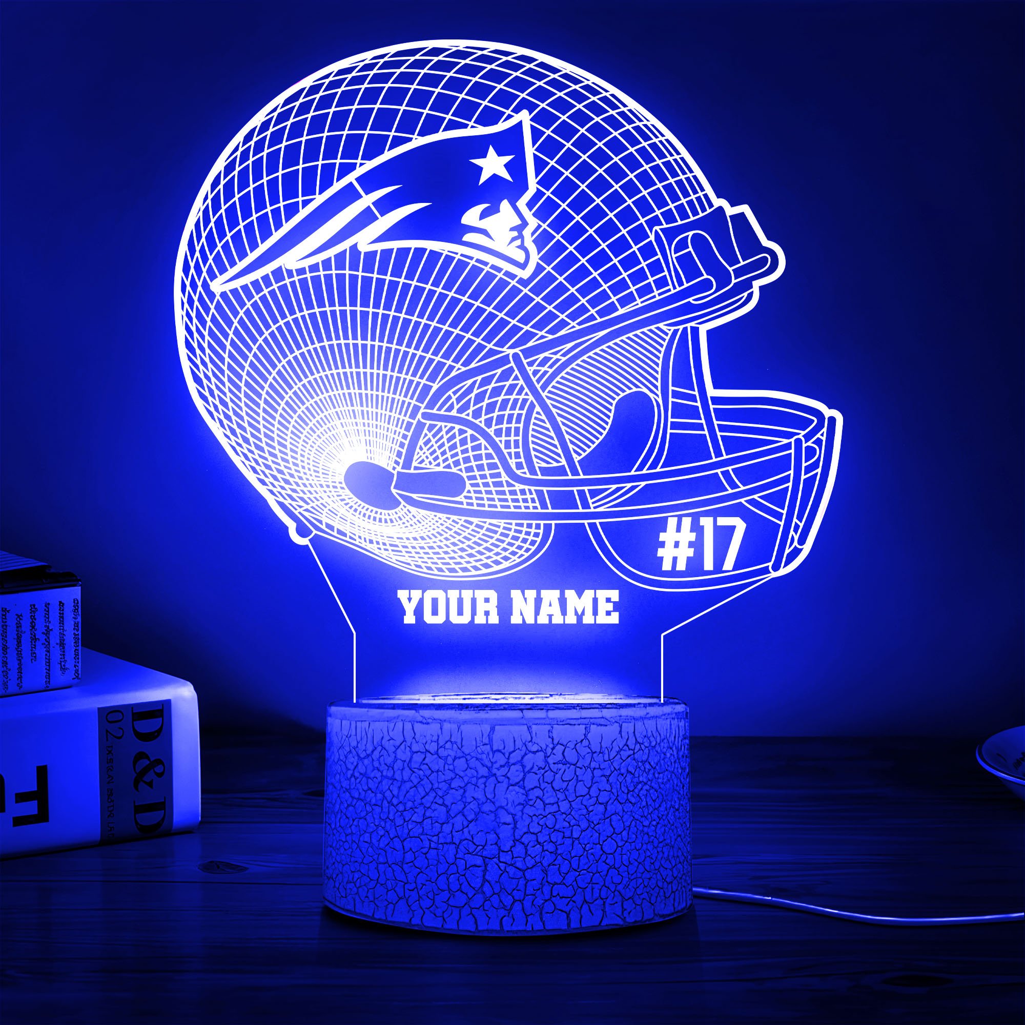 New England Patriots Team 3D Led Lamp Custom Name And Year, Sport Lamp, Home Decor 
