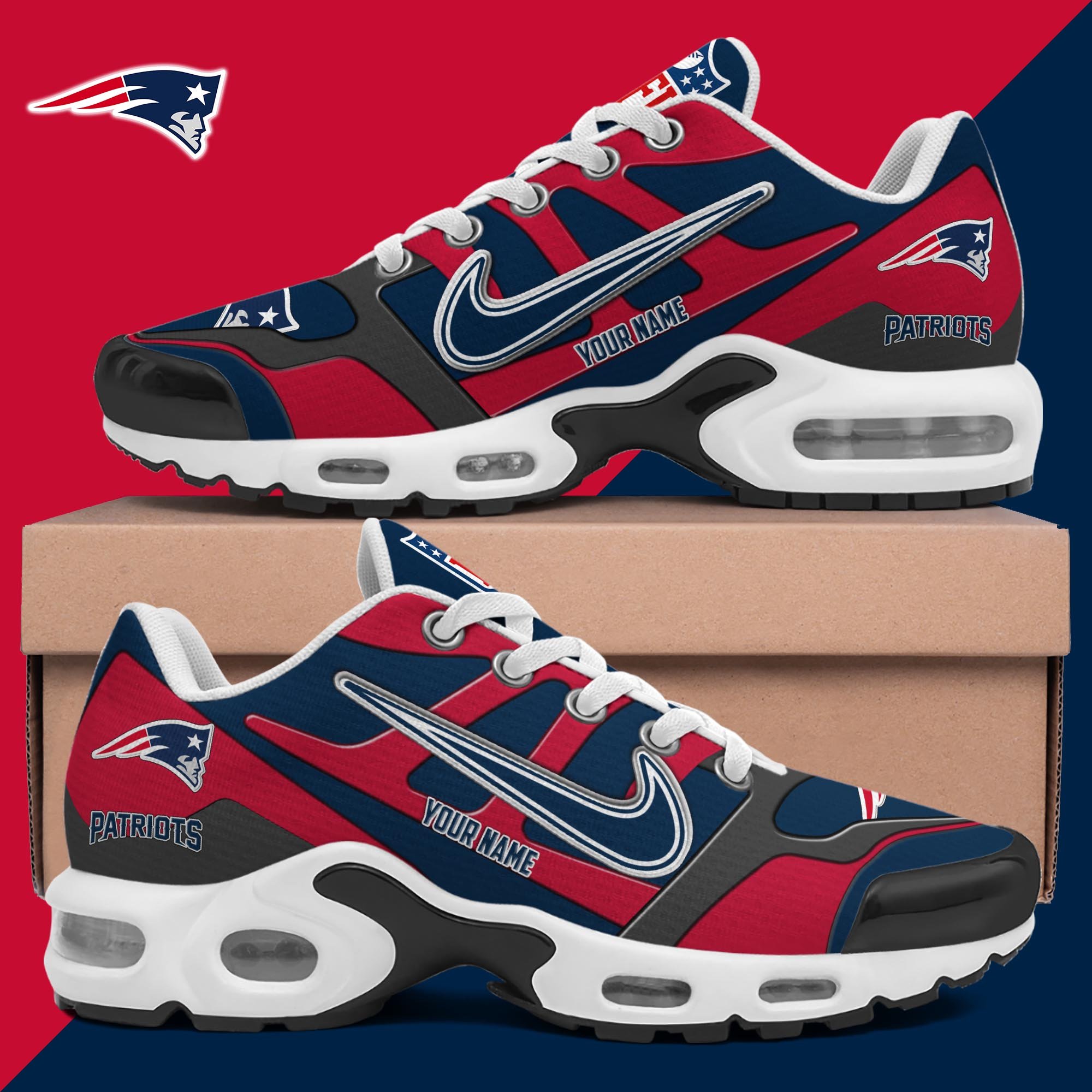 New England Patriots TN Shoes Custom Your Name, Shoes For Sport Fans, Gift For Fans
