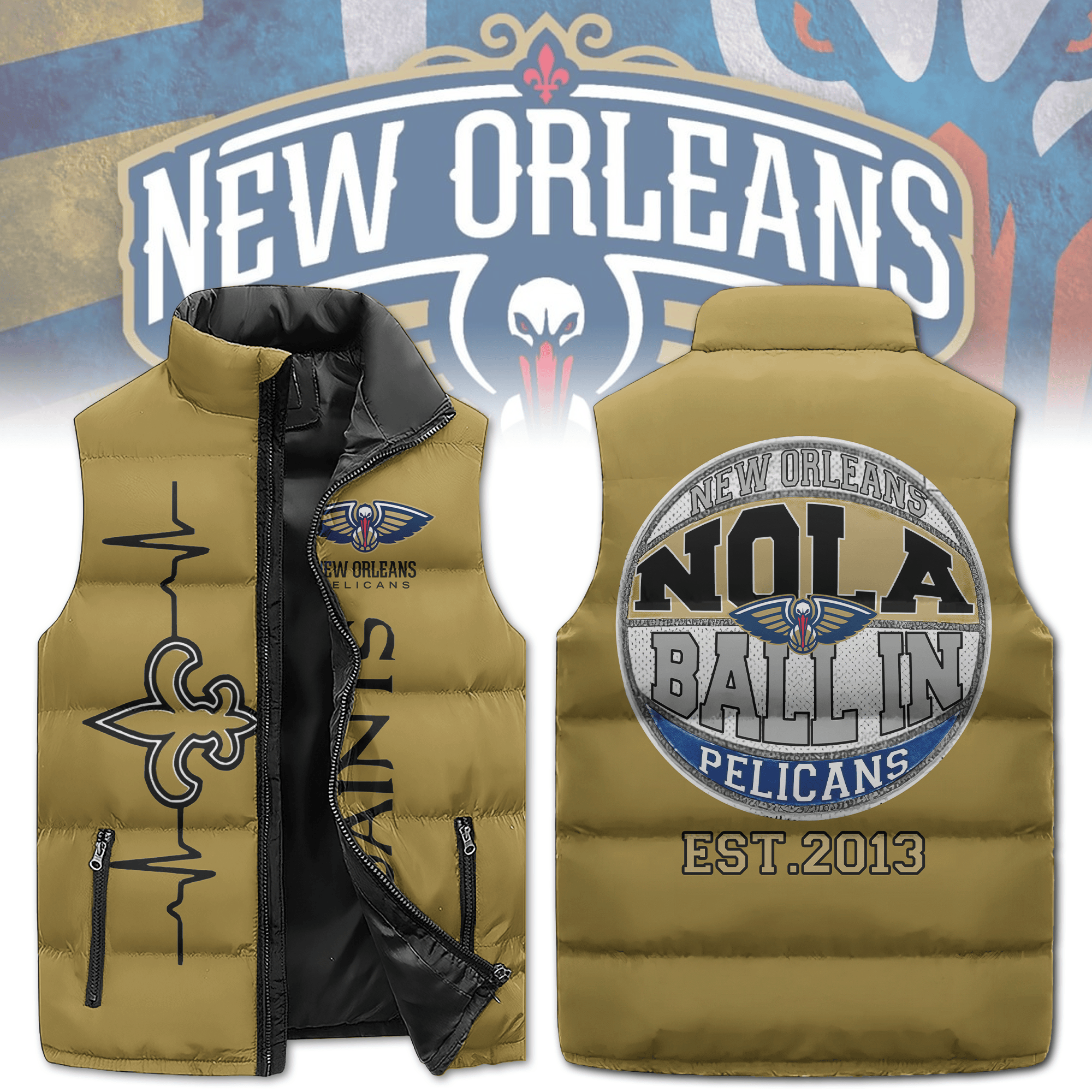 New Orleans Pelicans Sleeveless Puffer Jacket