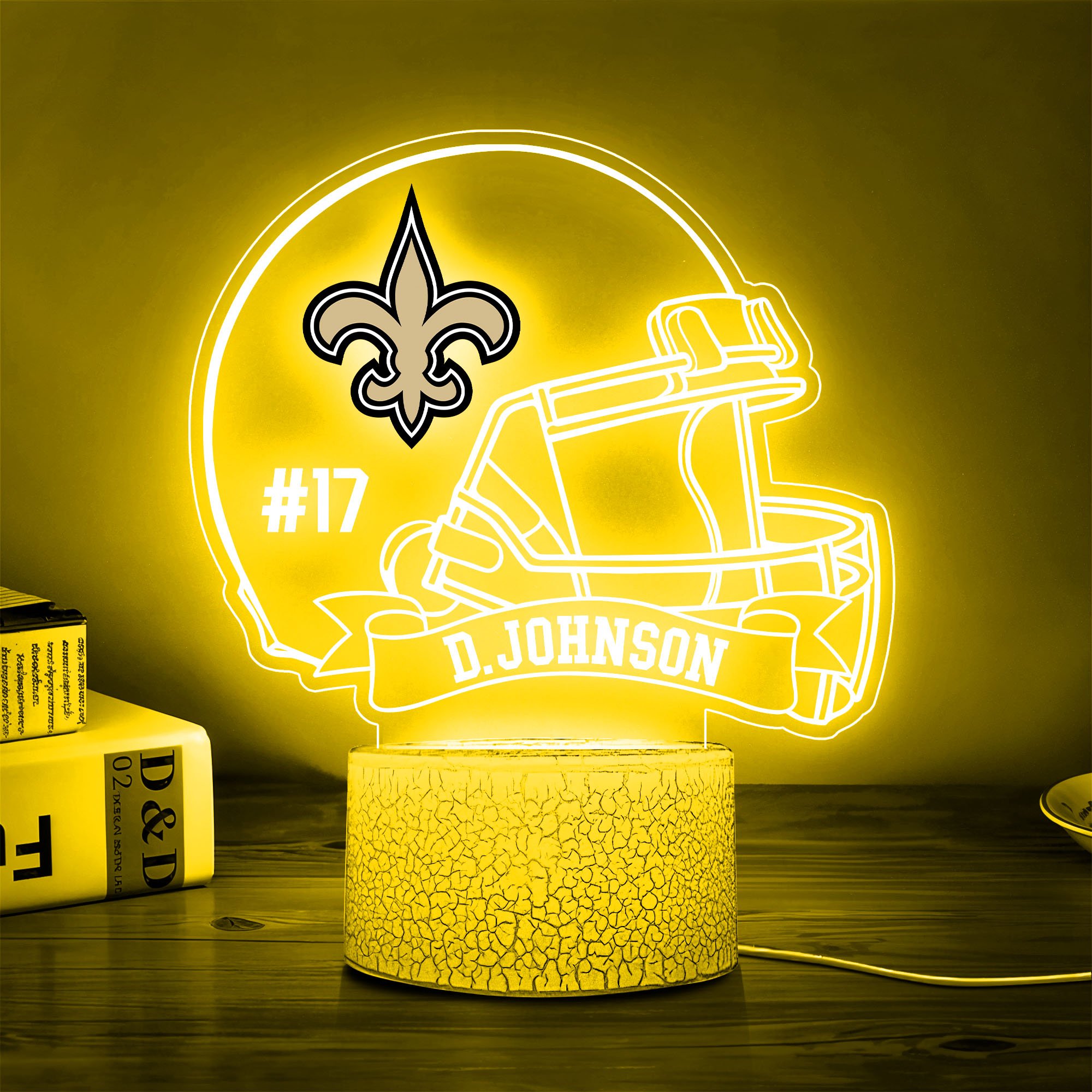 New Orleans Saints 3D Led Lamp Custom Name And Number, Sport Lamp, Home Decor 