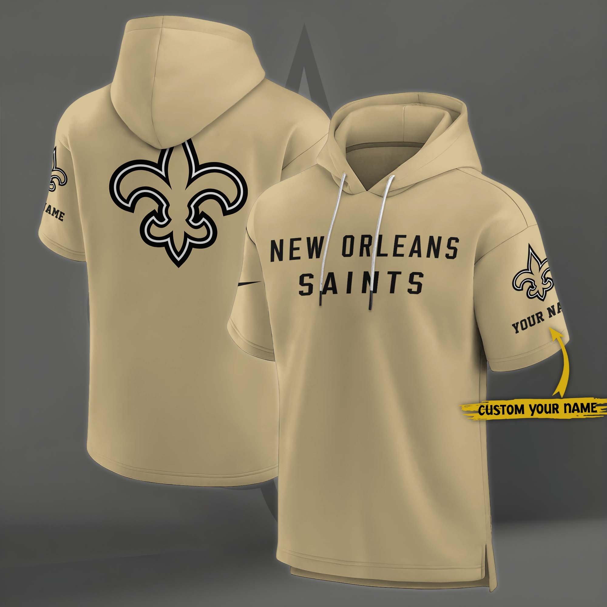 New Orleans Saints Elements Future Ground Lettering Short Sleeve Pullover Hoodie Custom Name, Gifts For Football Lovers EHIVM 03121220