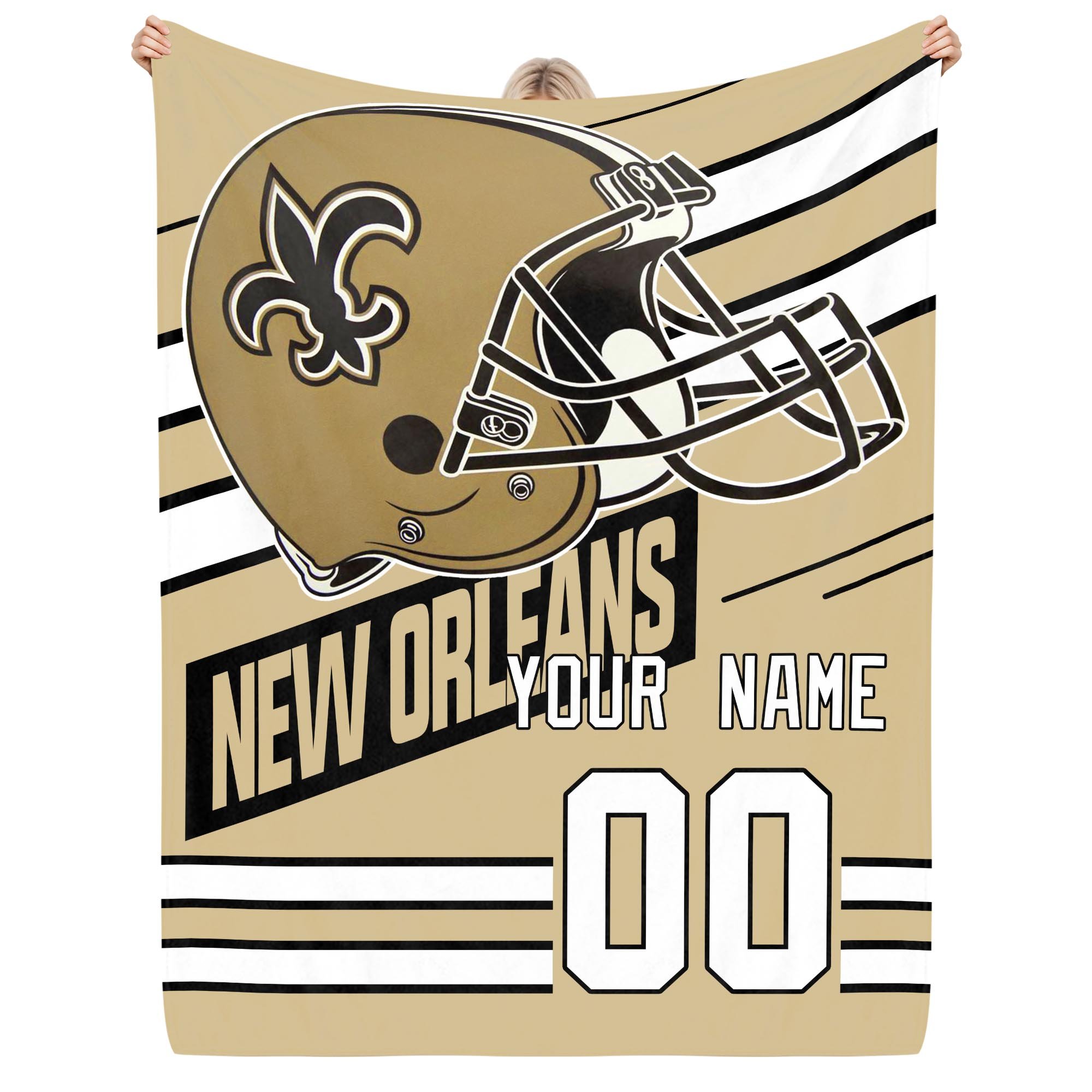New Orleans Saints Fleece Blanket Custom Name And Number, Sport Blanket For Fans