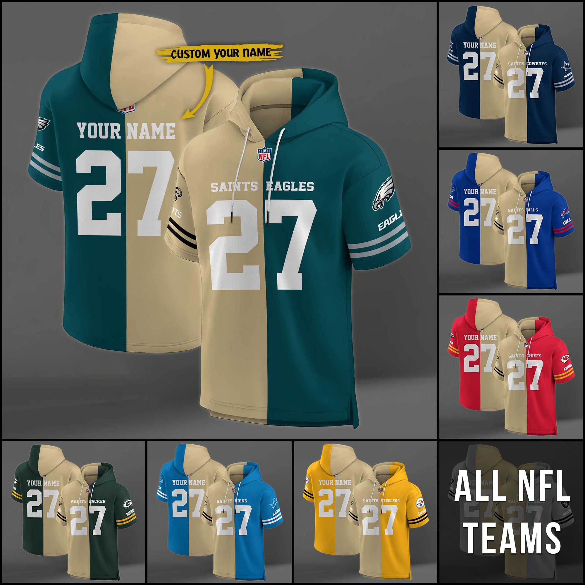 New Orleans Saints House Divided Hoodie Custom Name, Number And Team, Hoodie For Football Fans