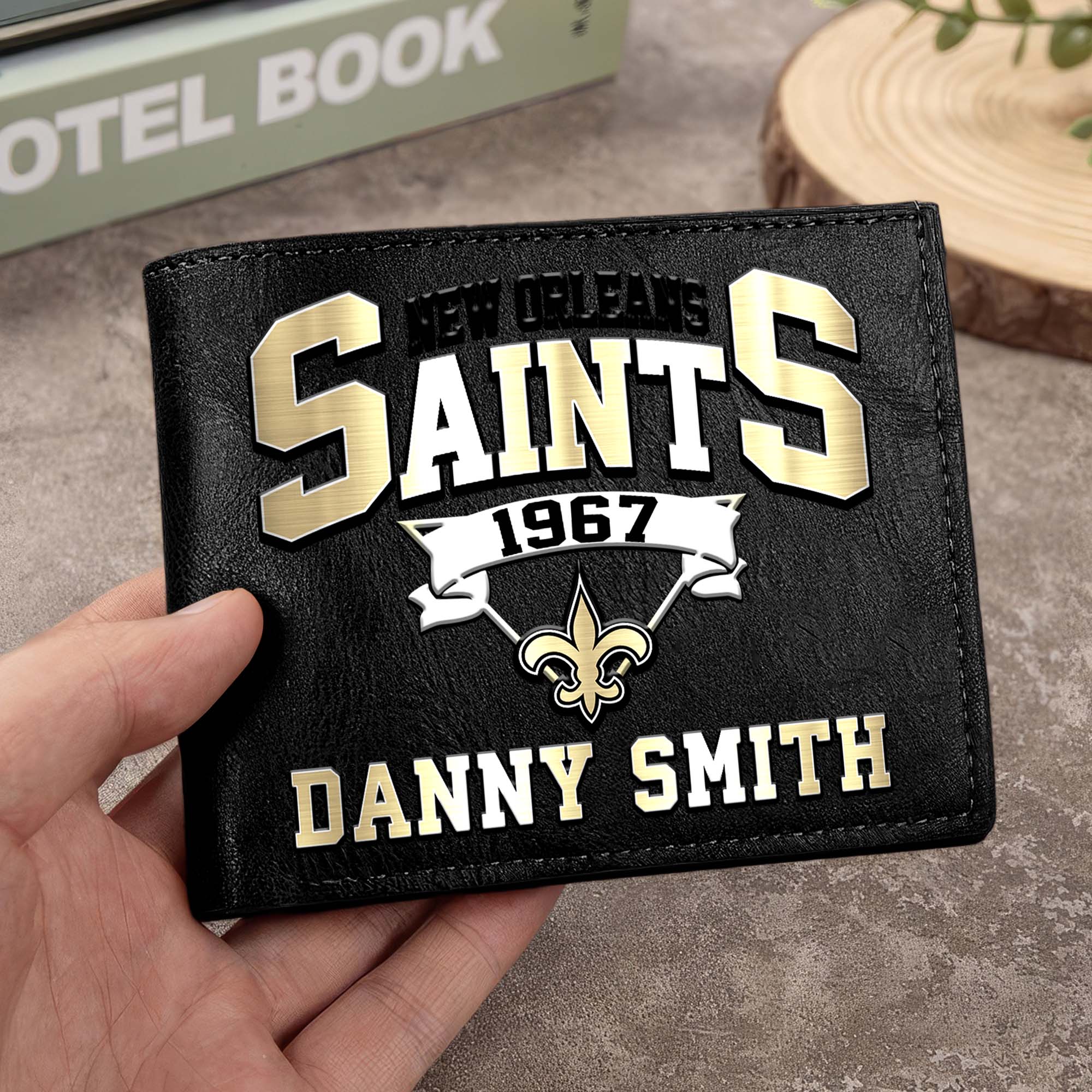 New Orleans Saints Men Wallet Custom Your Name, Football Team Men Wallet For Fans, Gifts For Football Lovers