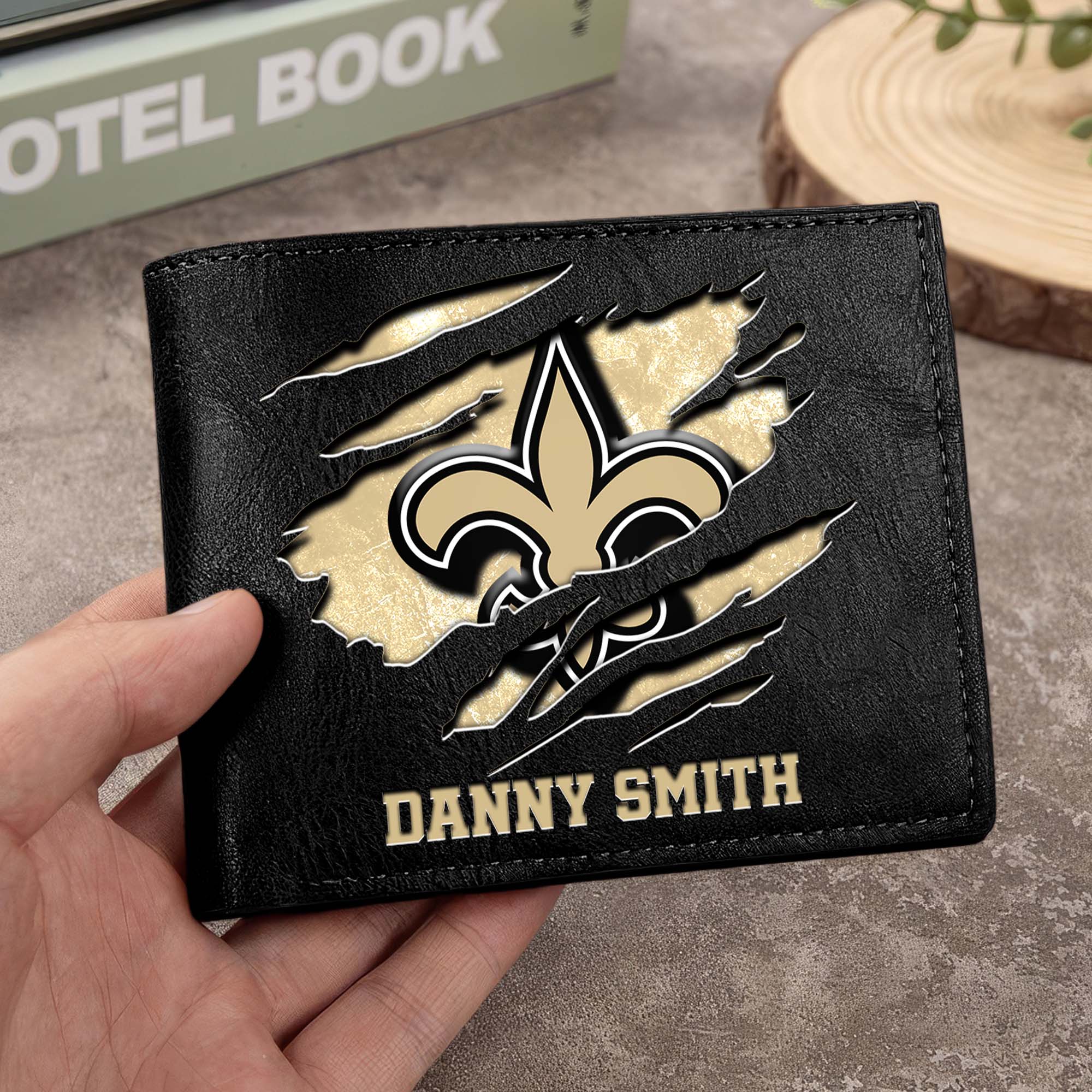 New Orleans Saints Men Wallet Custom Your Name, Football Team Men Wallet For Fans, Gifts For Football Lovers