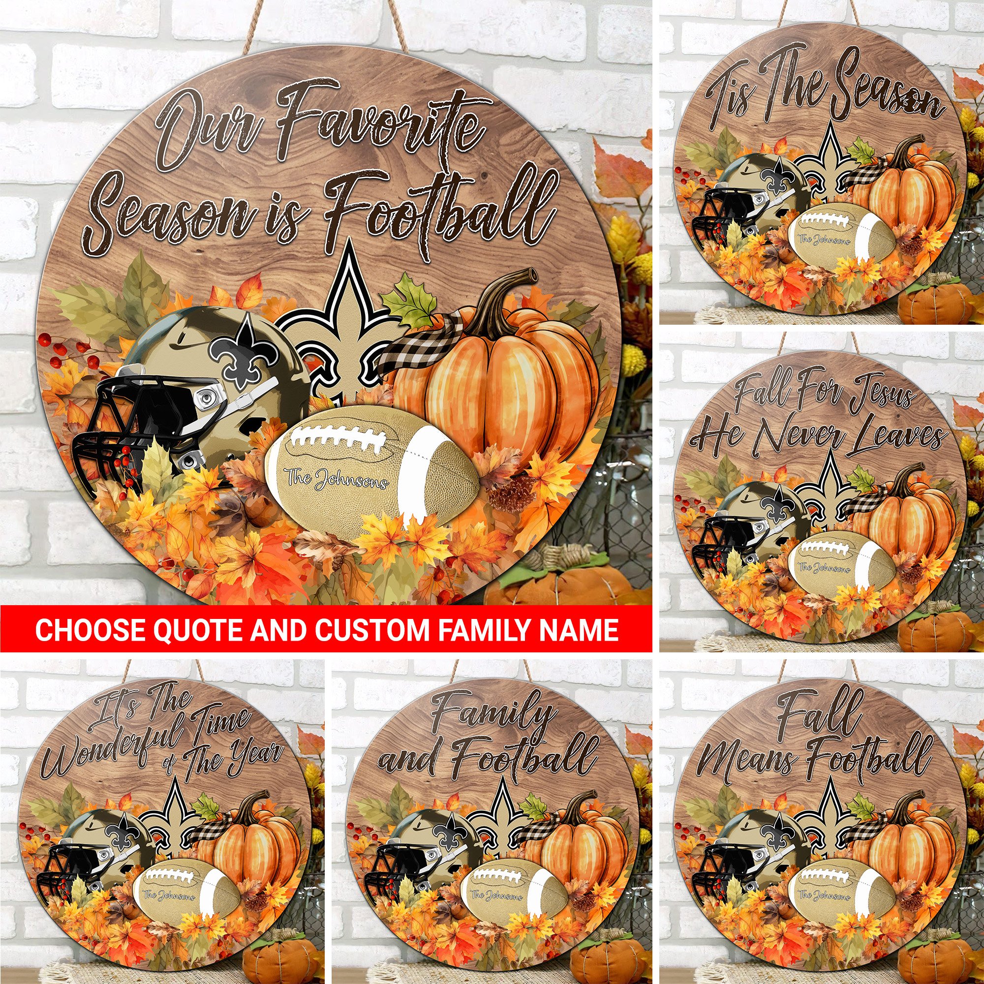 New Orleans Saints Shape Wooden Sign Custom Your Family Name And Choose Your Quotes, Sport Sign