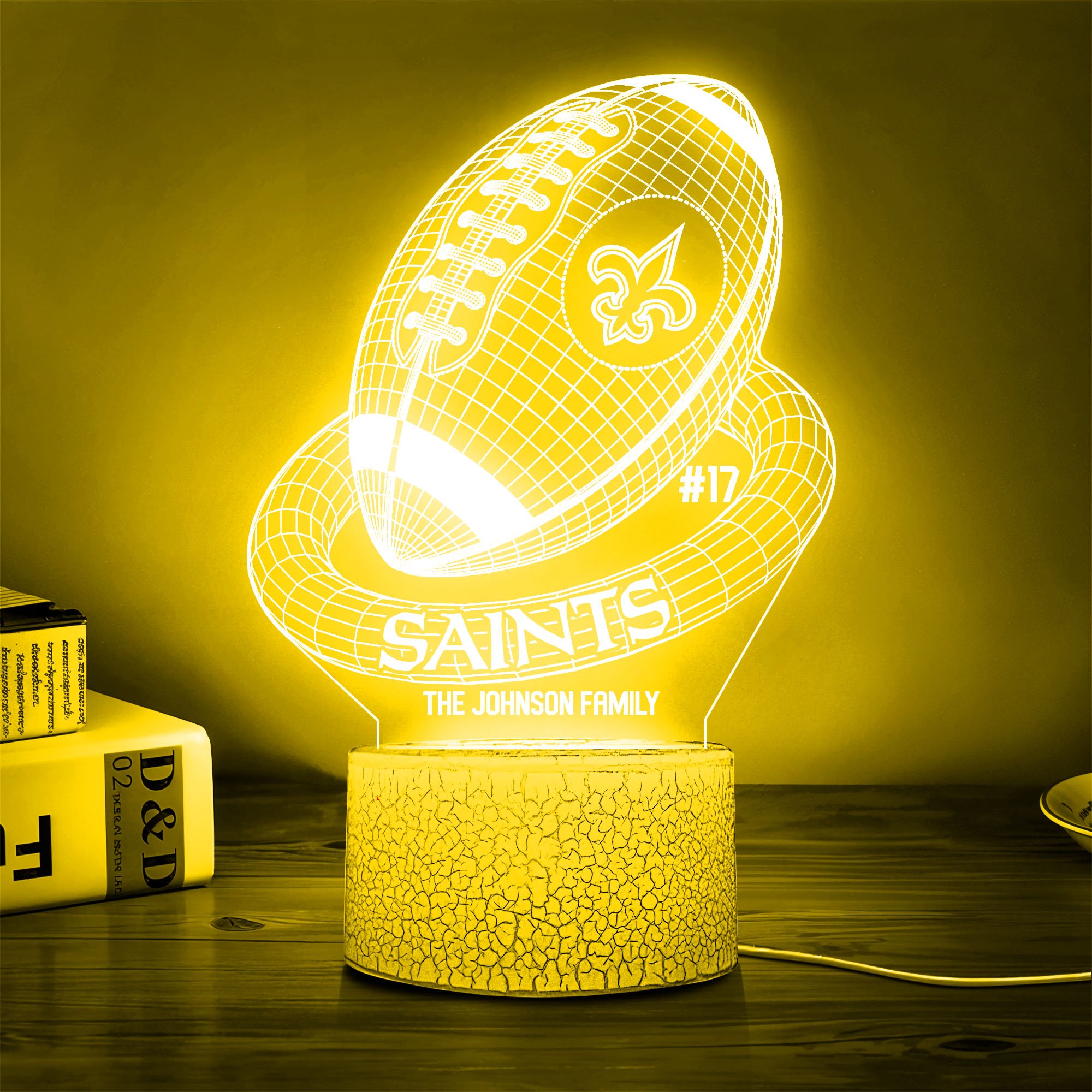New Orleans Saints Sport Team 3D Led Lamps Custom Family Name And Number, Sport Gifts, Sport Home Decor 