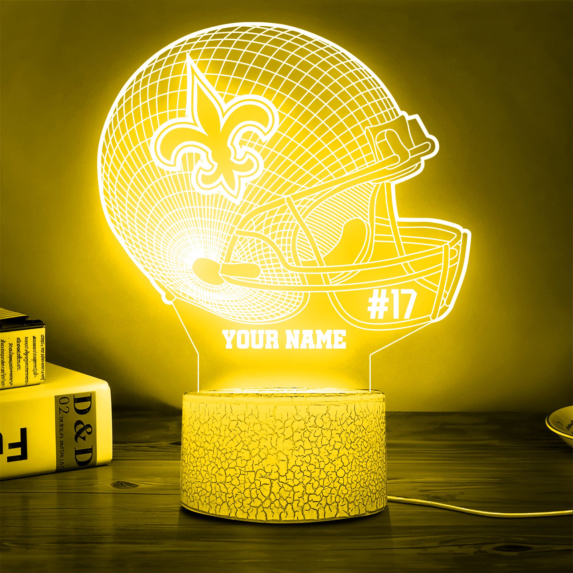 New Orleans Saints Team 3D Led Lamp Custom Name And Year, Sport Lamp, Home Decor 