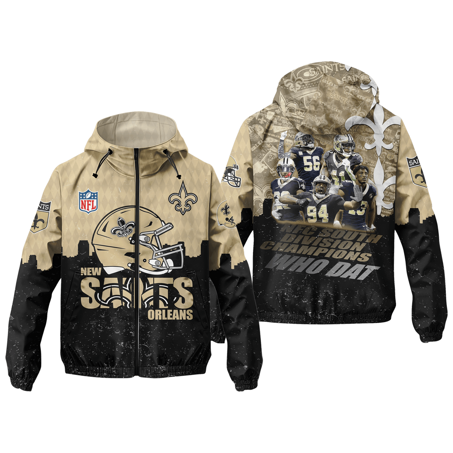 New Orleans Saints Who Dat NFL Champions Windbreaker Jacket