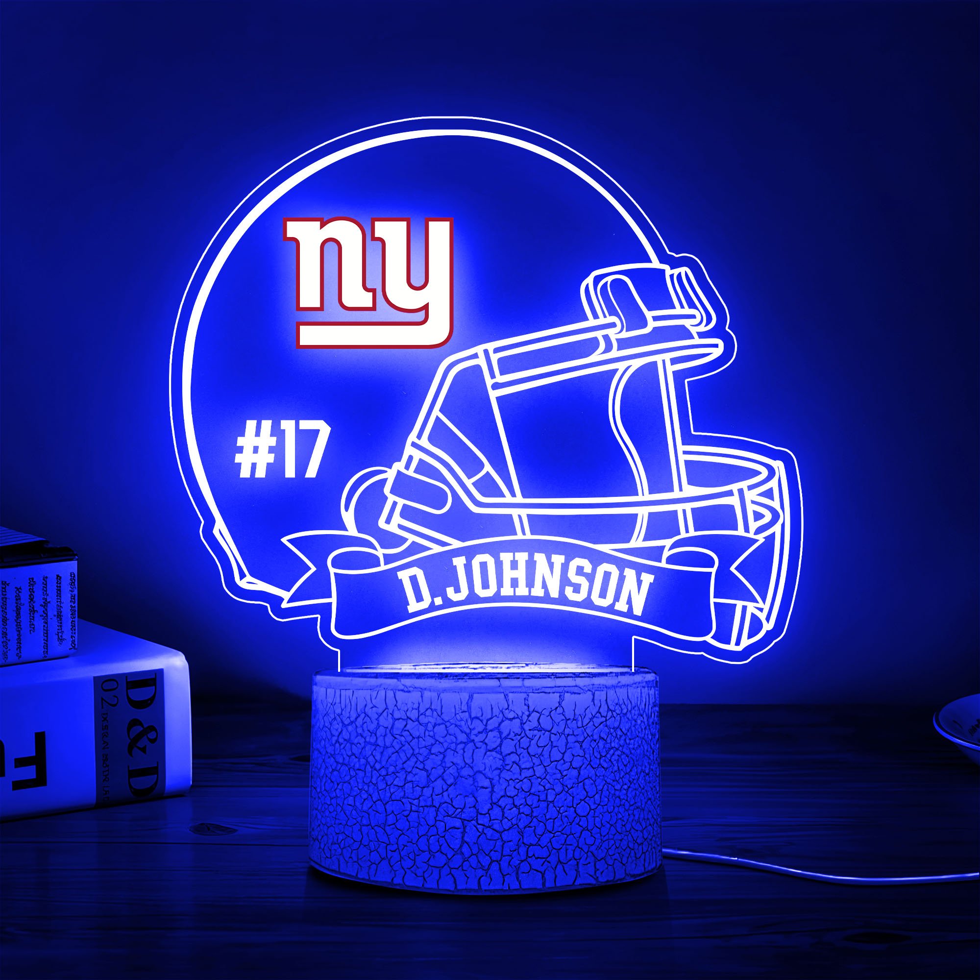 New York Giants 3D Led Lamp Custom Name And Number, Sport Lamp, Home Decor 