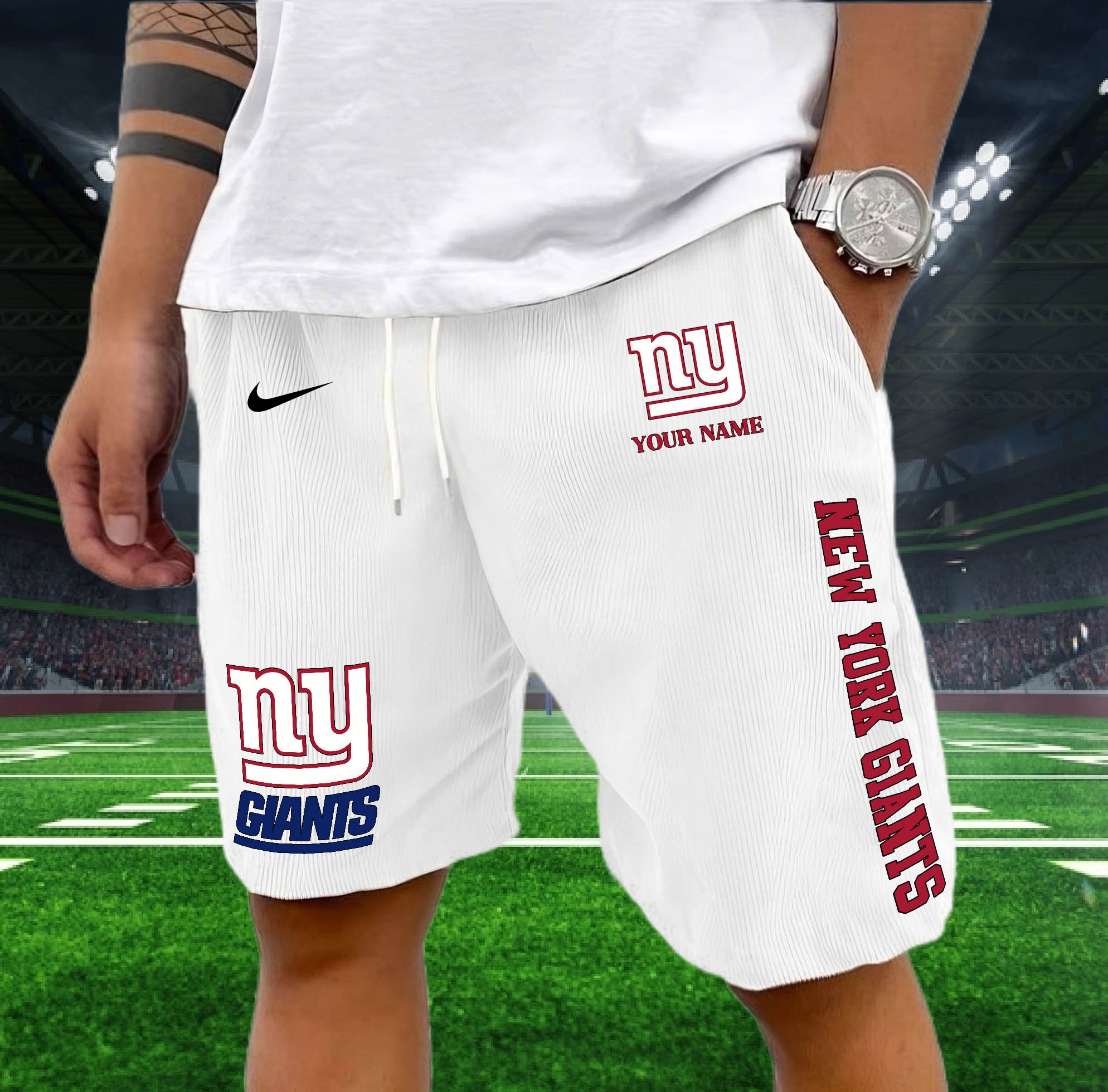 New York Giants Corduroy Shorts Custom You Name, Sport Corduroy Shorts, Gifts For Fan