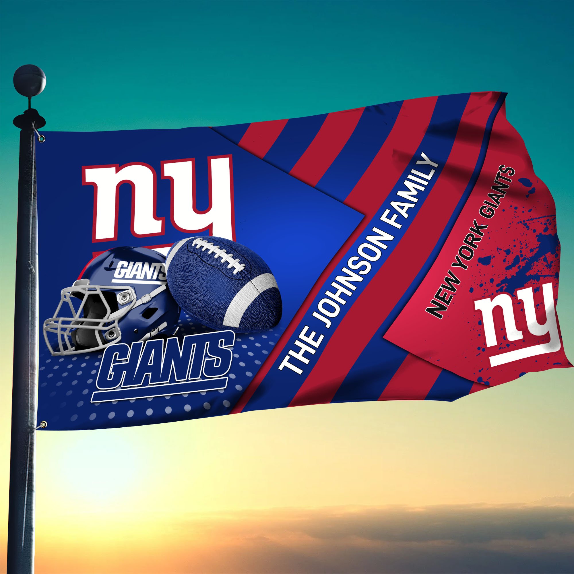New York Giants Flag 3X5ft 4X6ft Custom Your Family Name, Sport Team Flag, Sport Gifts