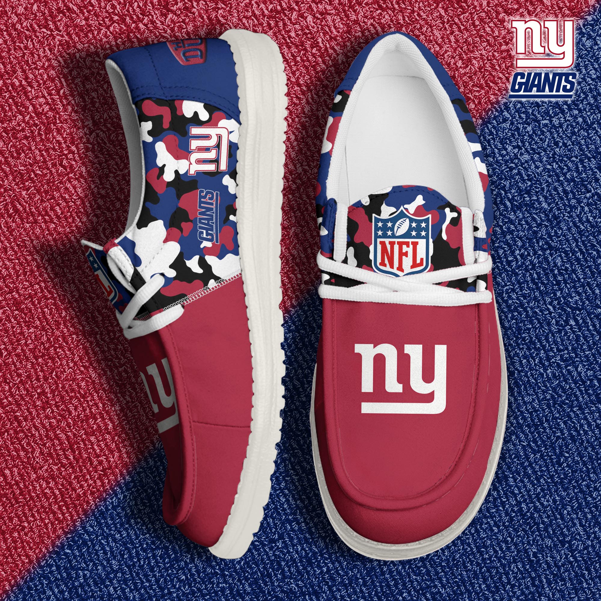 New York Giants Football Hey Dude Canvas Loafer Shoes Custom Your Name, Sport Shoes For Fan, Fan Gifts