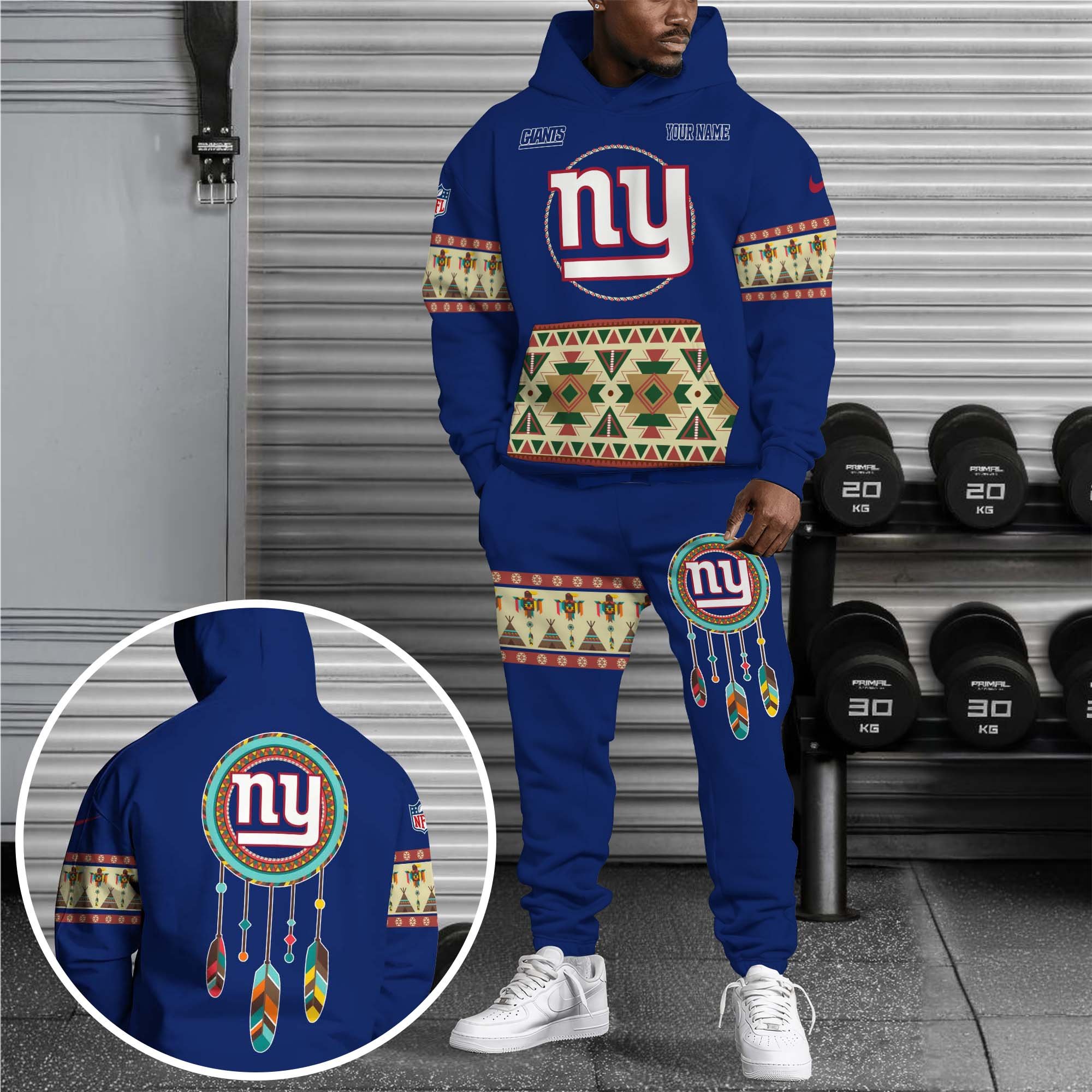 New York Giants Hoodie Sweatpants Set Custom Your Name, Sport Hoodie Sweatpants Set, Sport Gifts For Fan