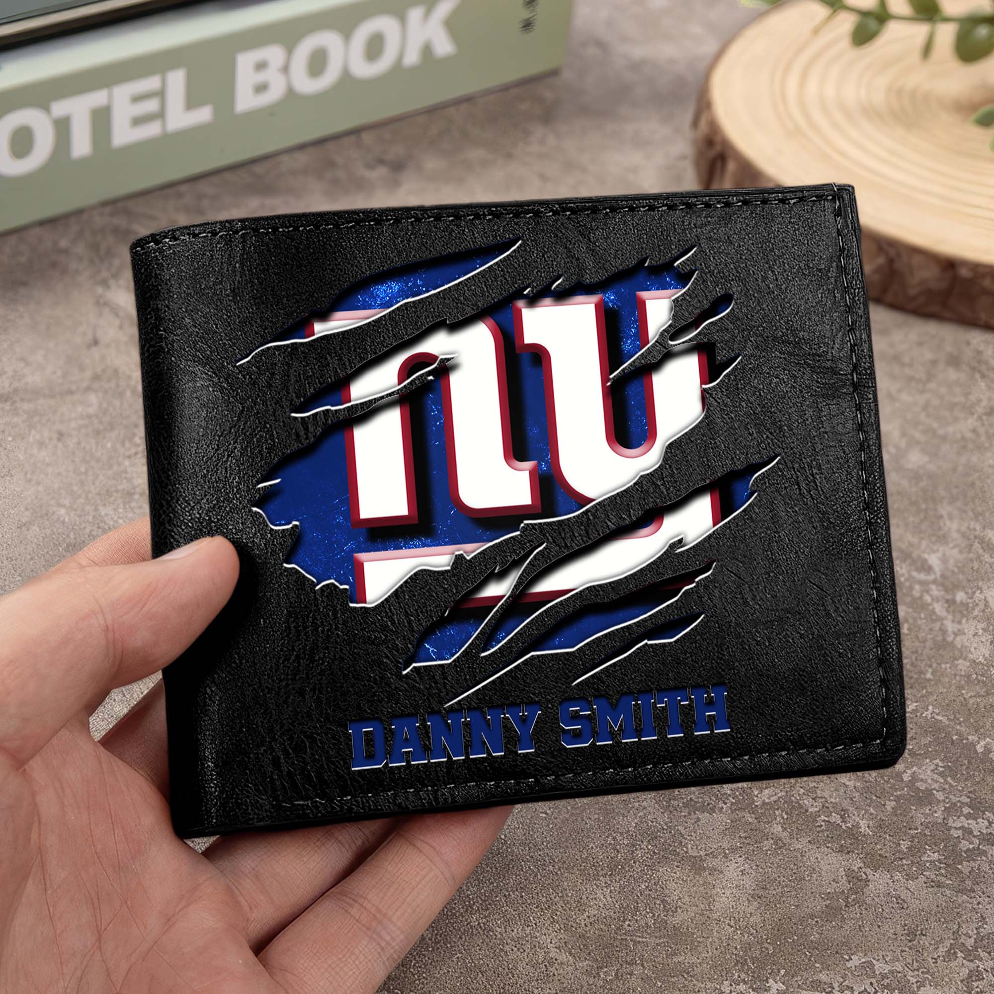 New York Giants Men Wallet Custom Your Name, Football Team Men Wallet For Fans, Gifts For Football Lovers