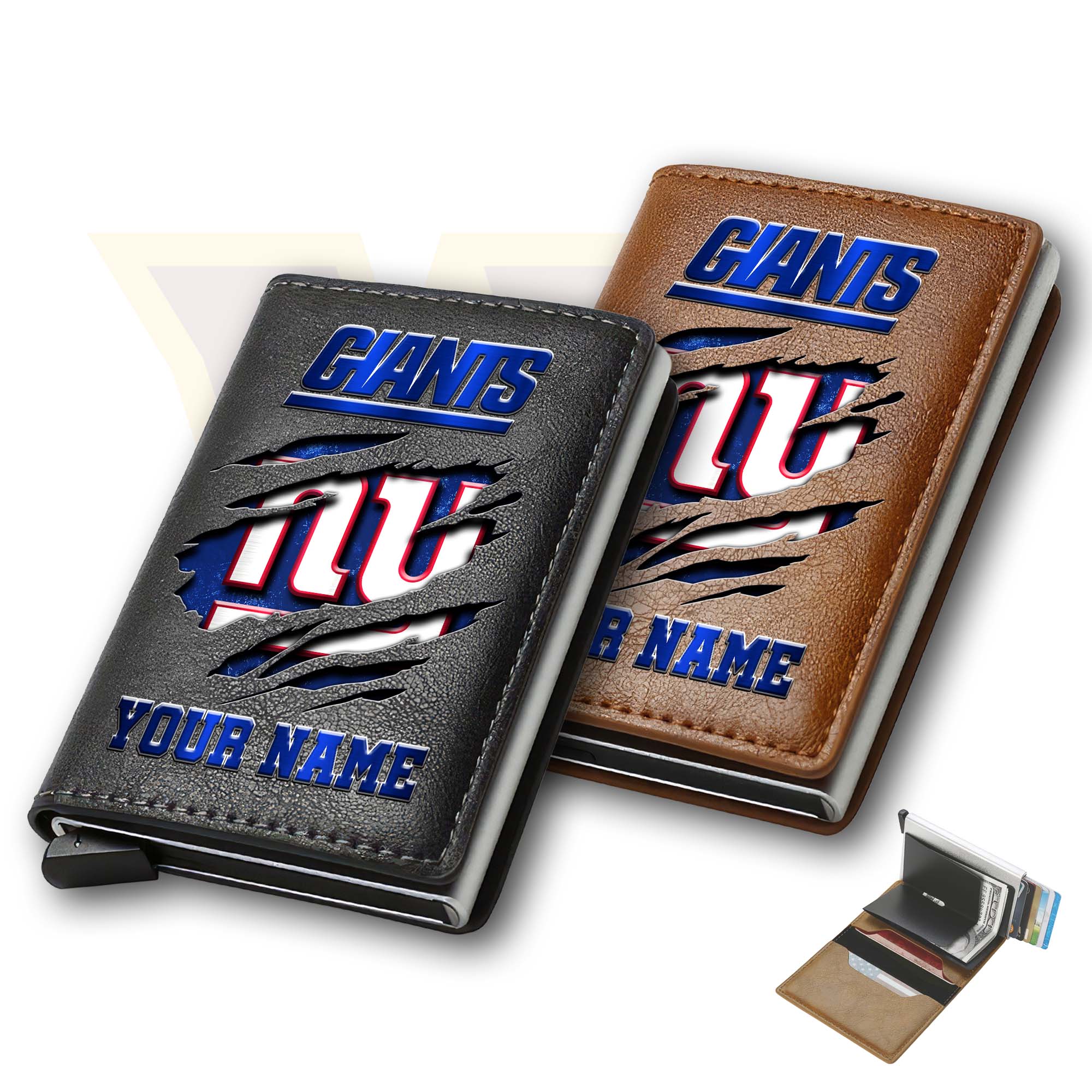 New York Giants Men Wallet Custom Your Name, Football Team Men Wallet For Fans, Gifts For Football Lovers