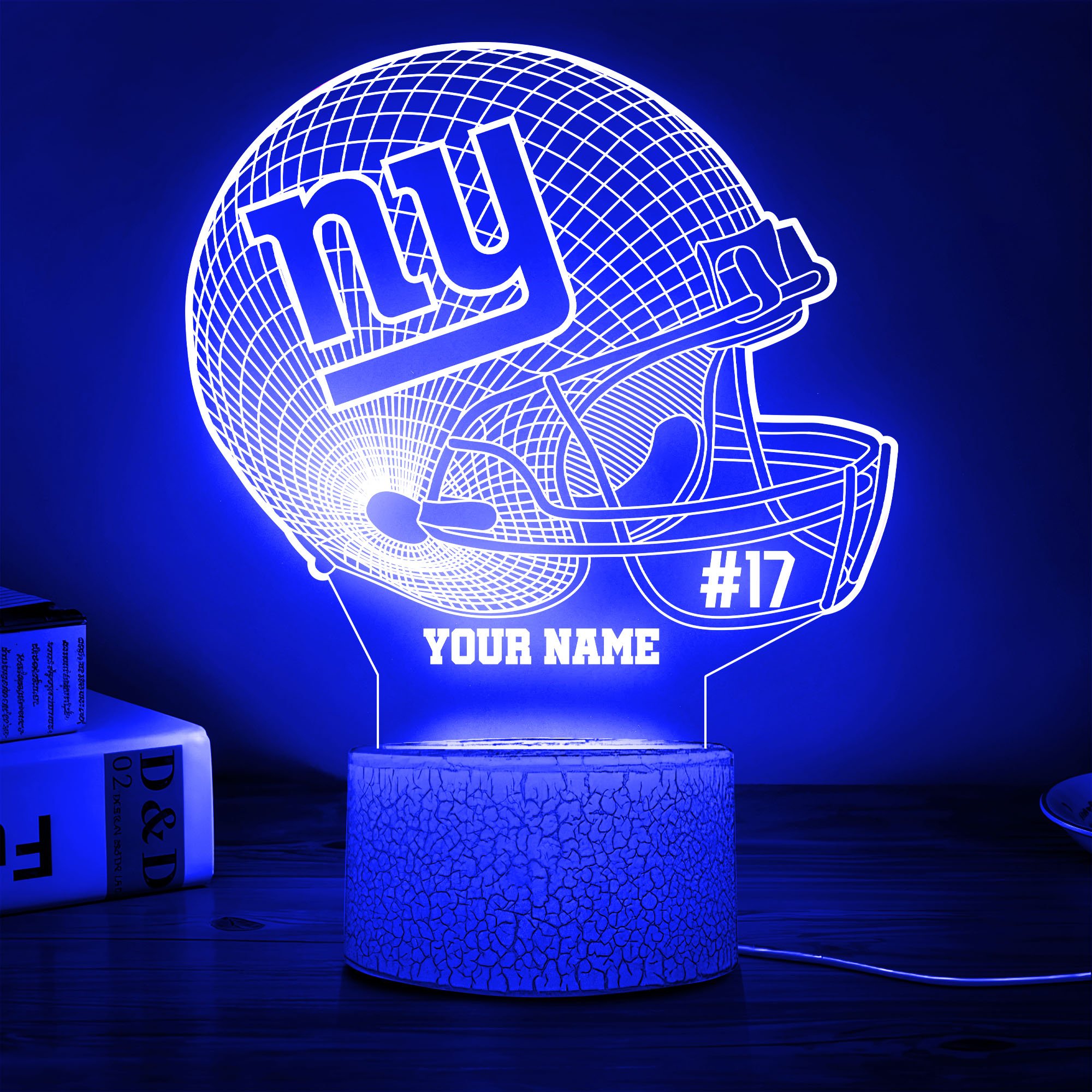 New York Giants Team 3D Led Lamp Custom Name And Year, Sport Lamp, Home Decor 