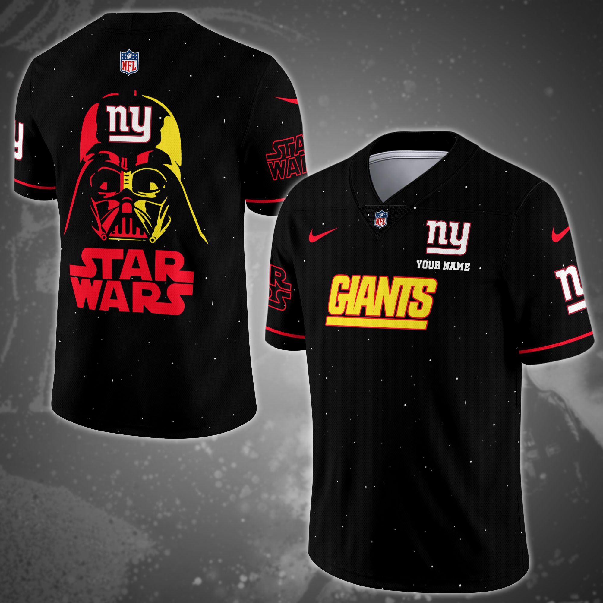 New York Giants Team And Star Wars Vneck Football Jersey Custom Name, Sport Shirts, Sport Gifts