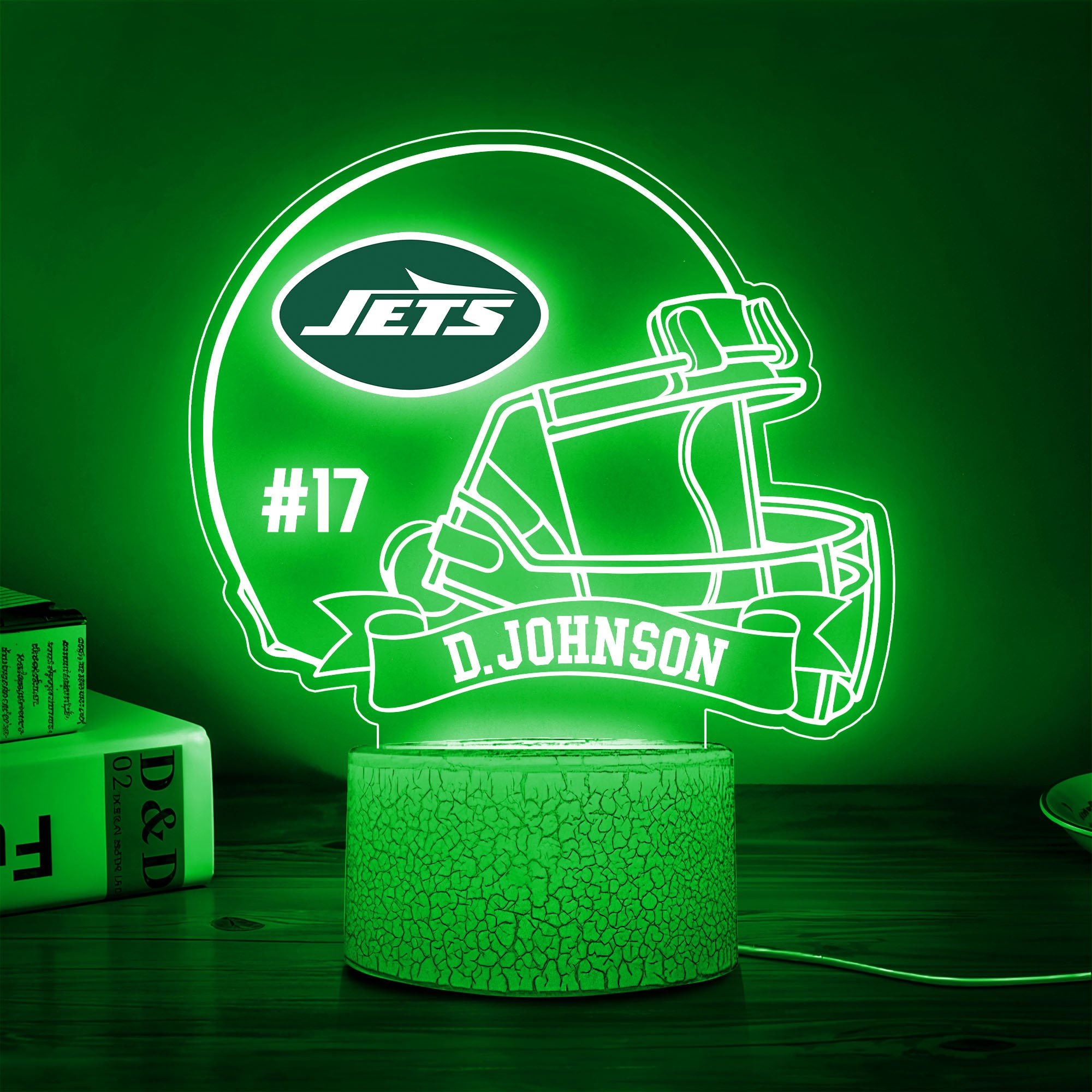 New York Jets 3D Led Lamp Custom Name And Number, Sport Lamp, Home Decor 
