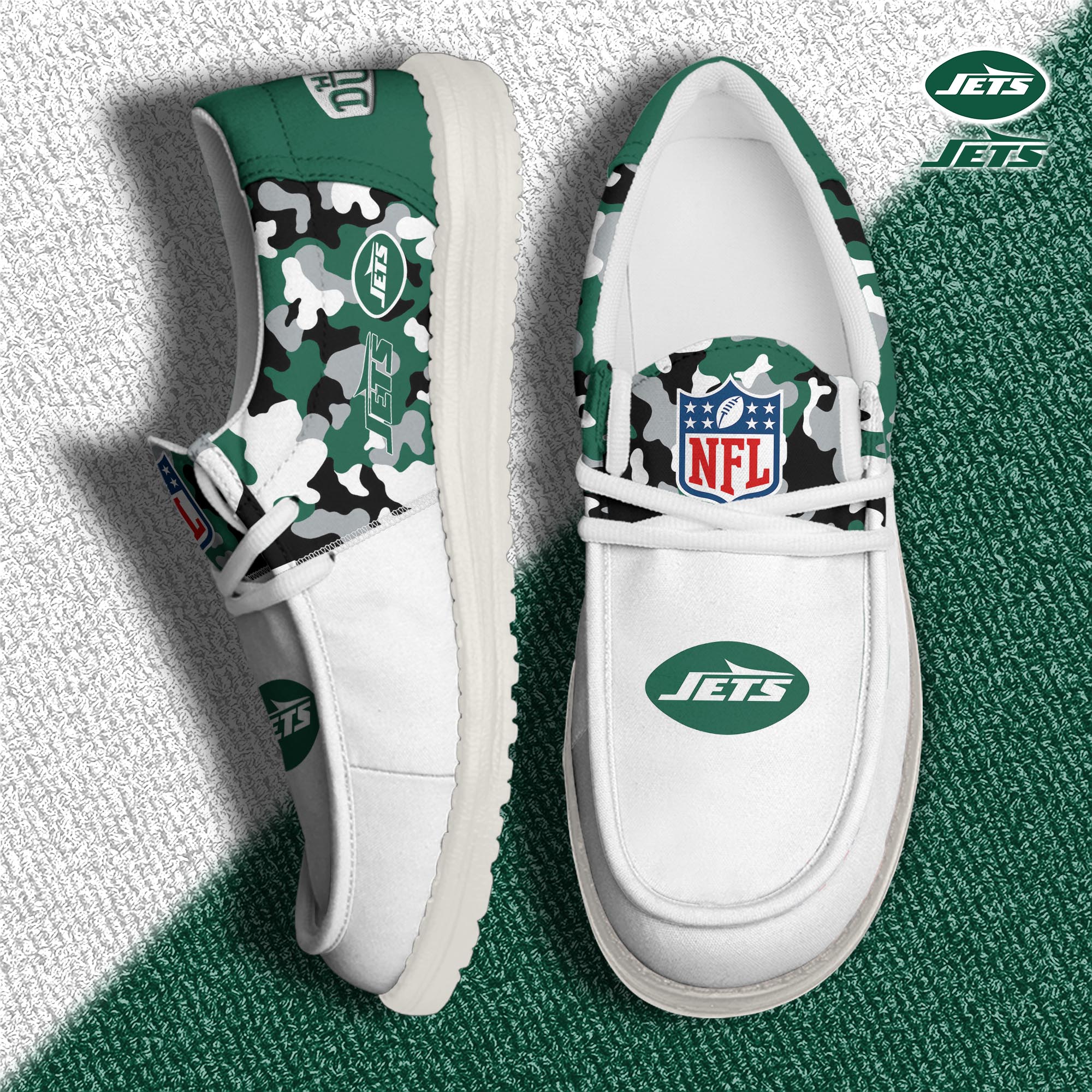 New York Jets Football Hey Dude Canvas Loafer Shoes Custom Your Name, Sport Shoes For Fan, Fan Gifts