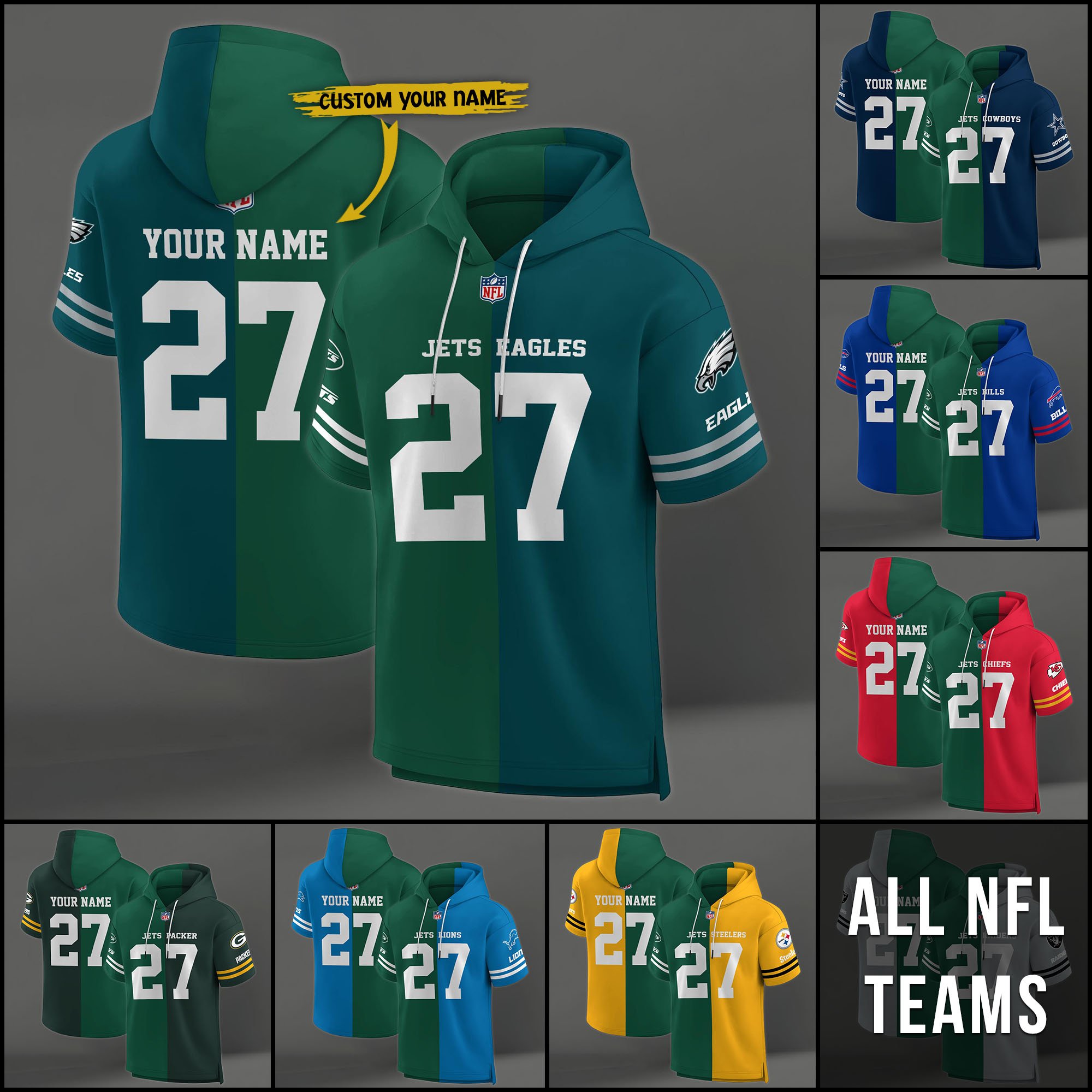 New York Jets House Divided Hoodie Custom Name, Number And Team, Hoodie For Football Fans